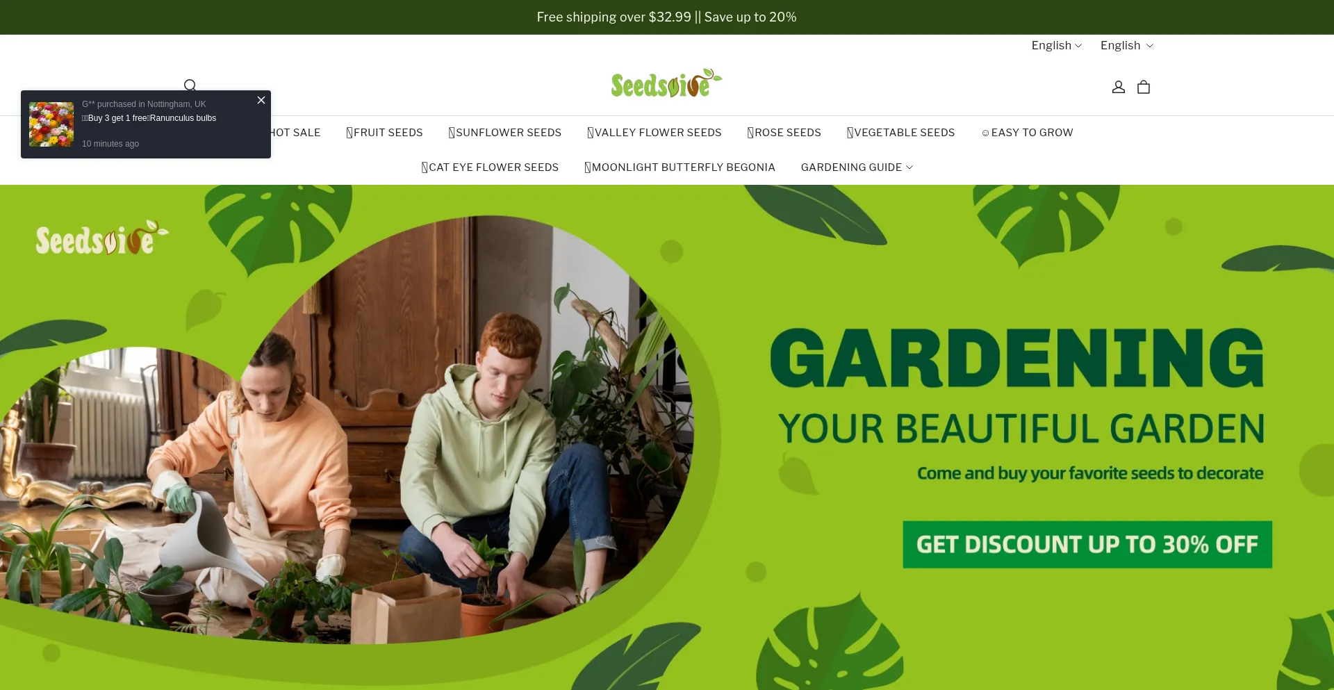 Website screenshot of Seedsvive.com