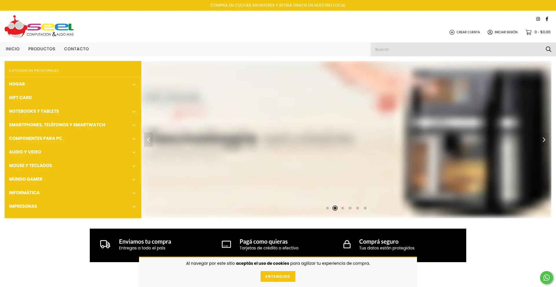 Website screenshot of Seel.com.ar