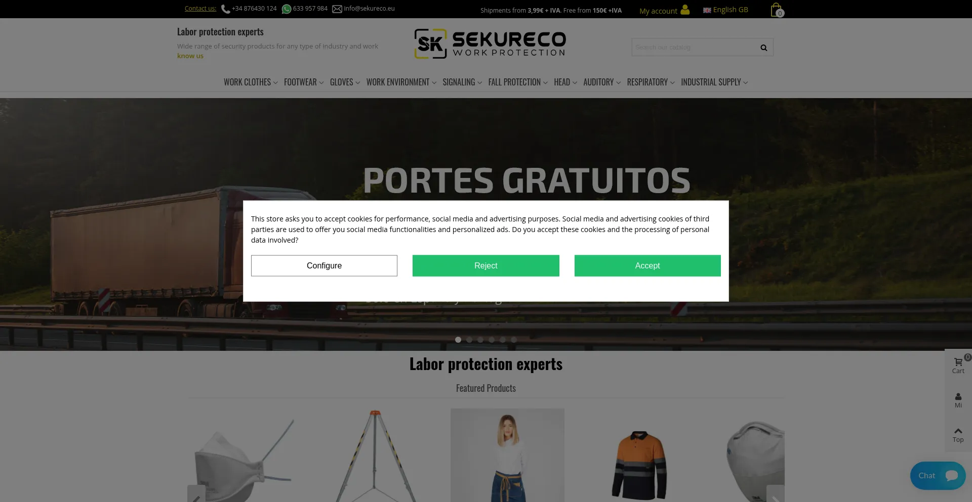 Website screenshot of Sekureco.eu