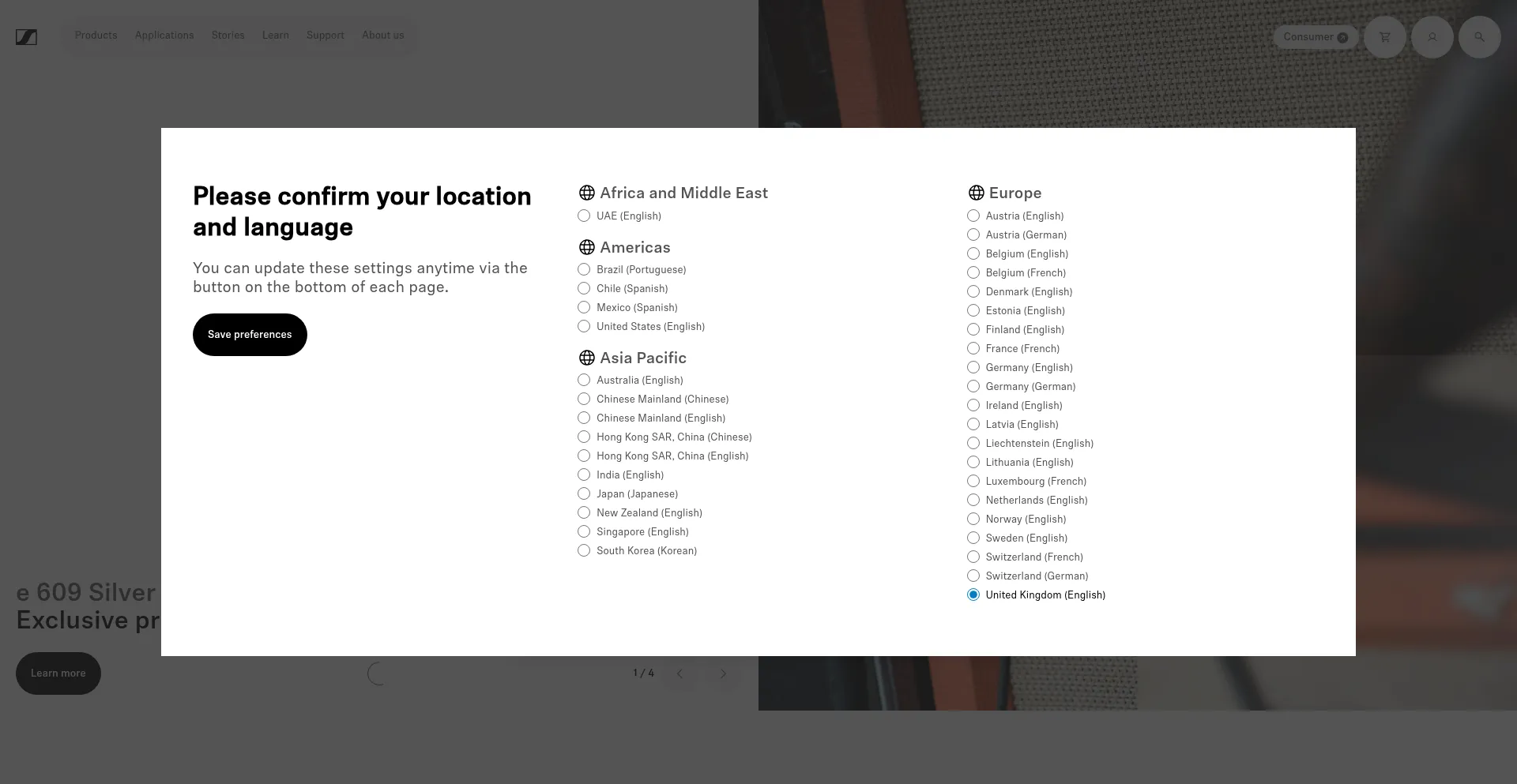 Sennheiser.co.uk Screenshot