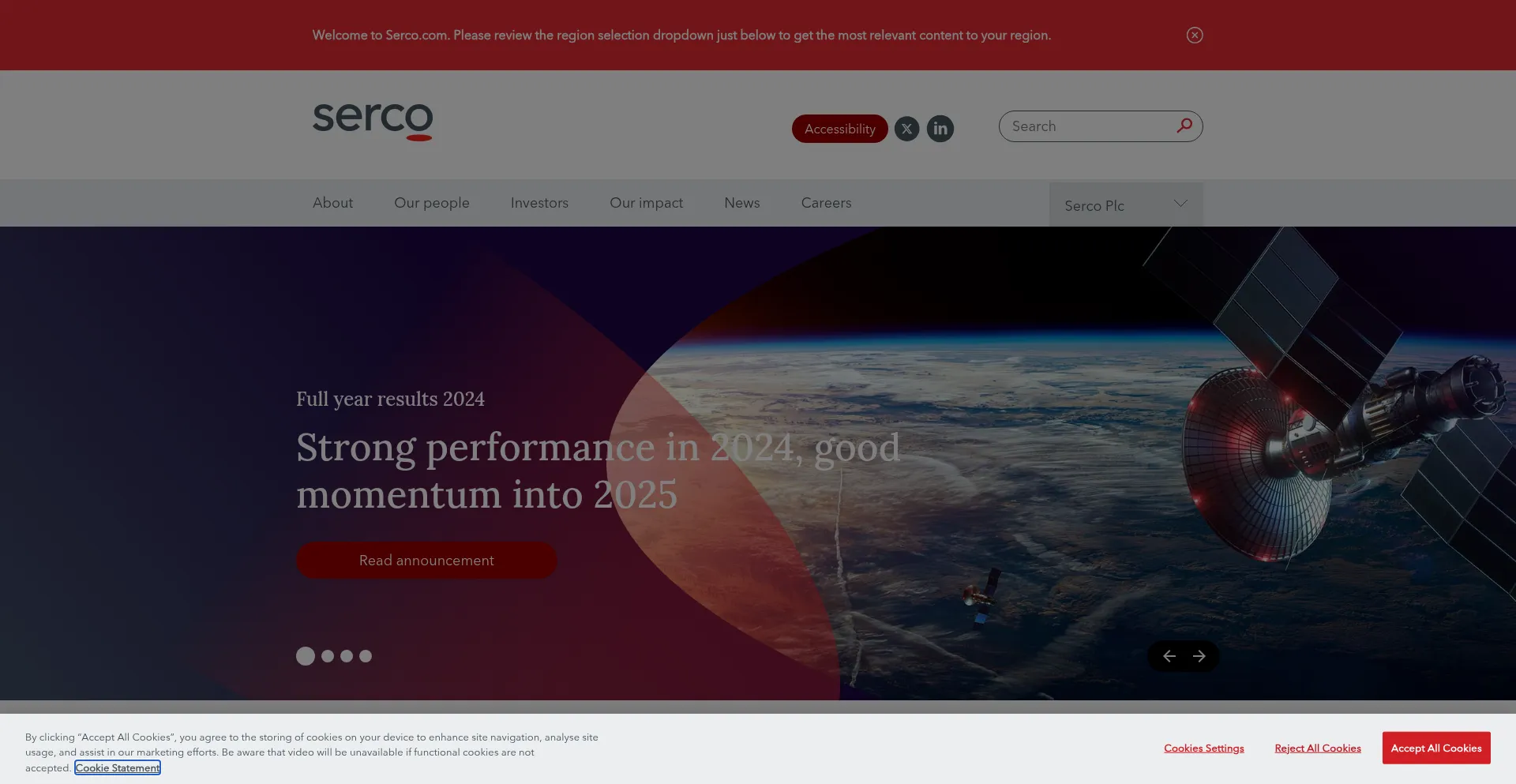 Website screenshot of Serco.com