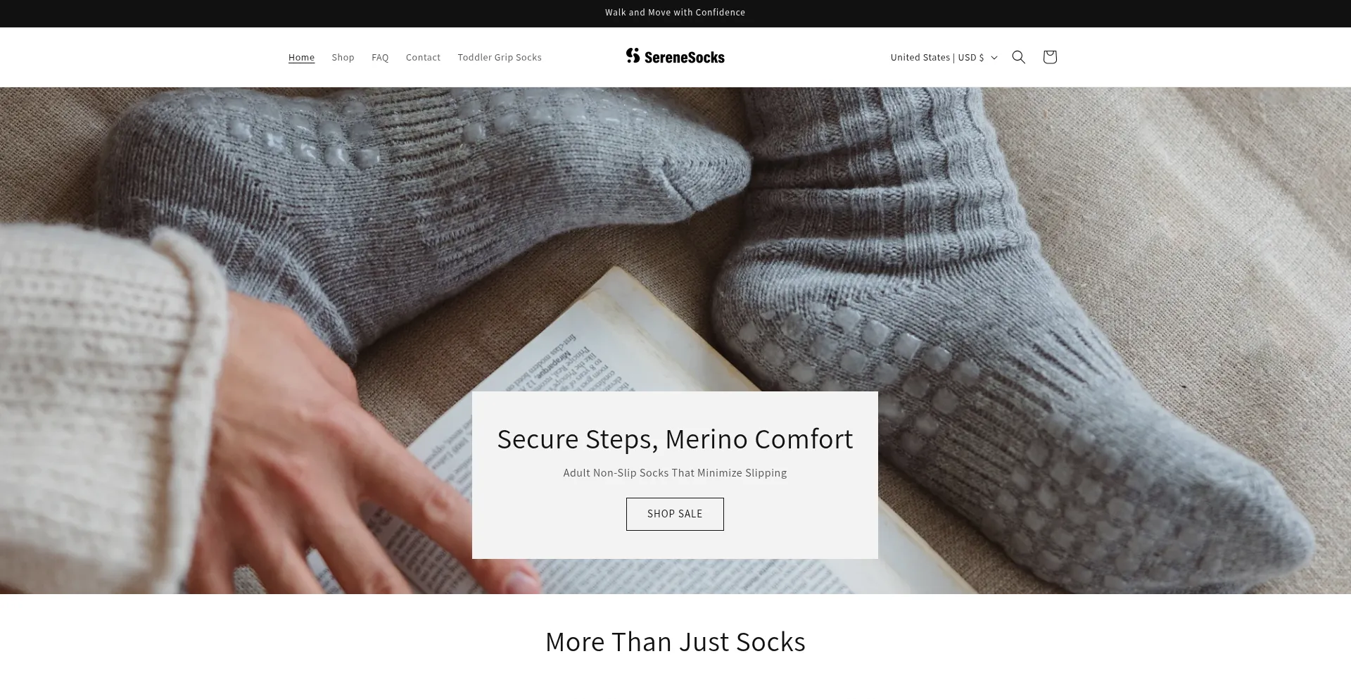 Website screenshot of Serenesocks.com