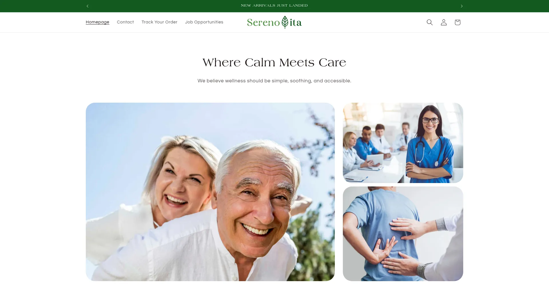 Website screenshot of Serenovita.com