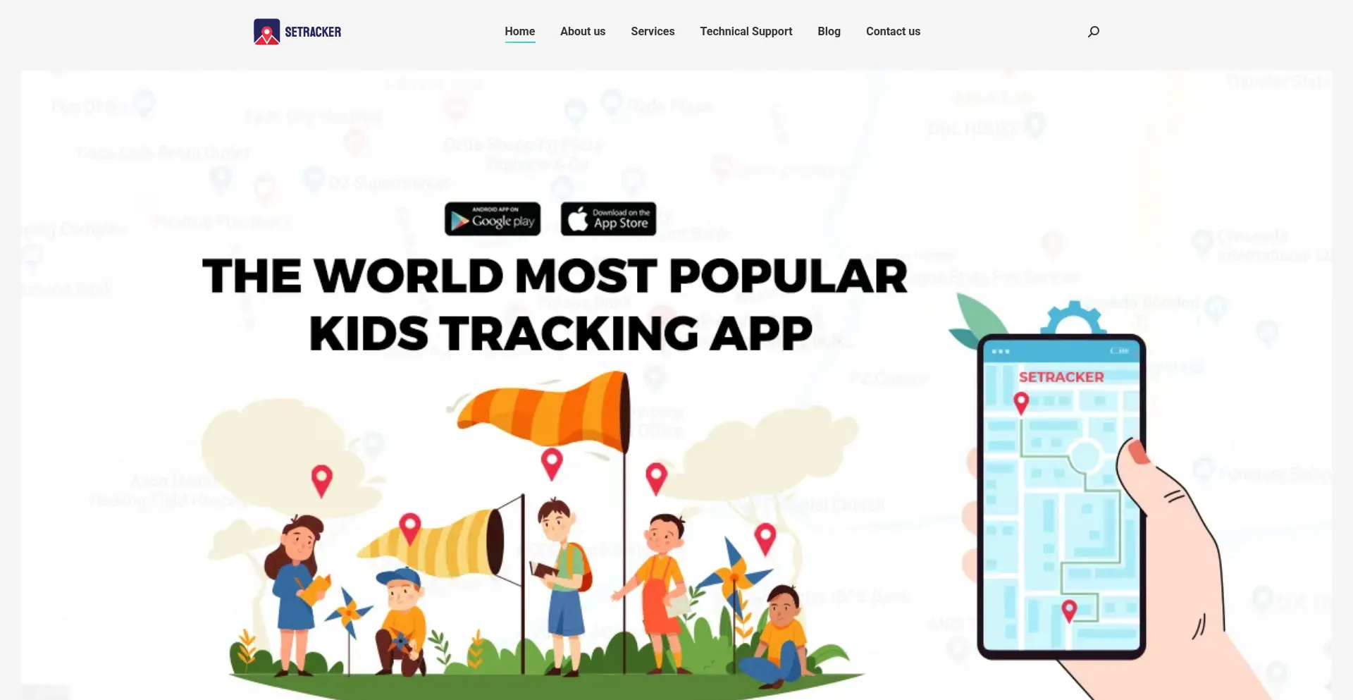 Website screenshot of Setracker.com