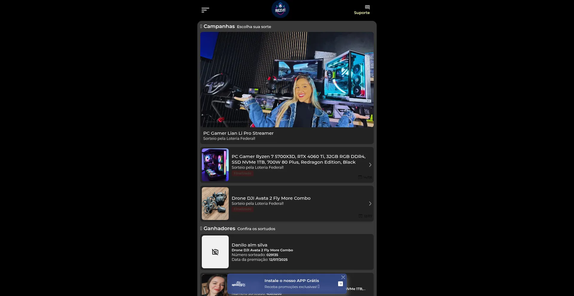 Website screenshot of Setuppremiado.com.br
