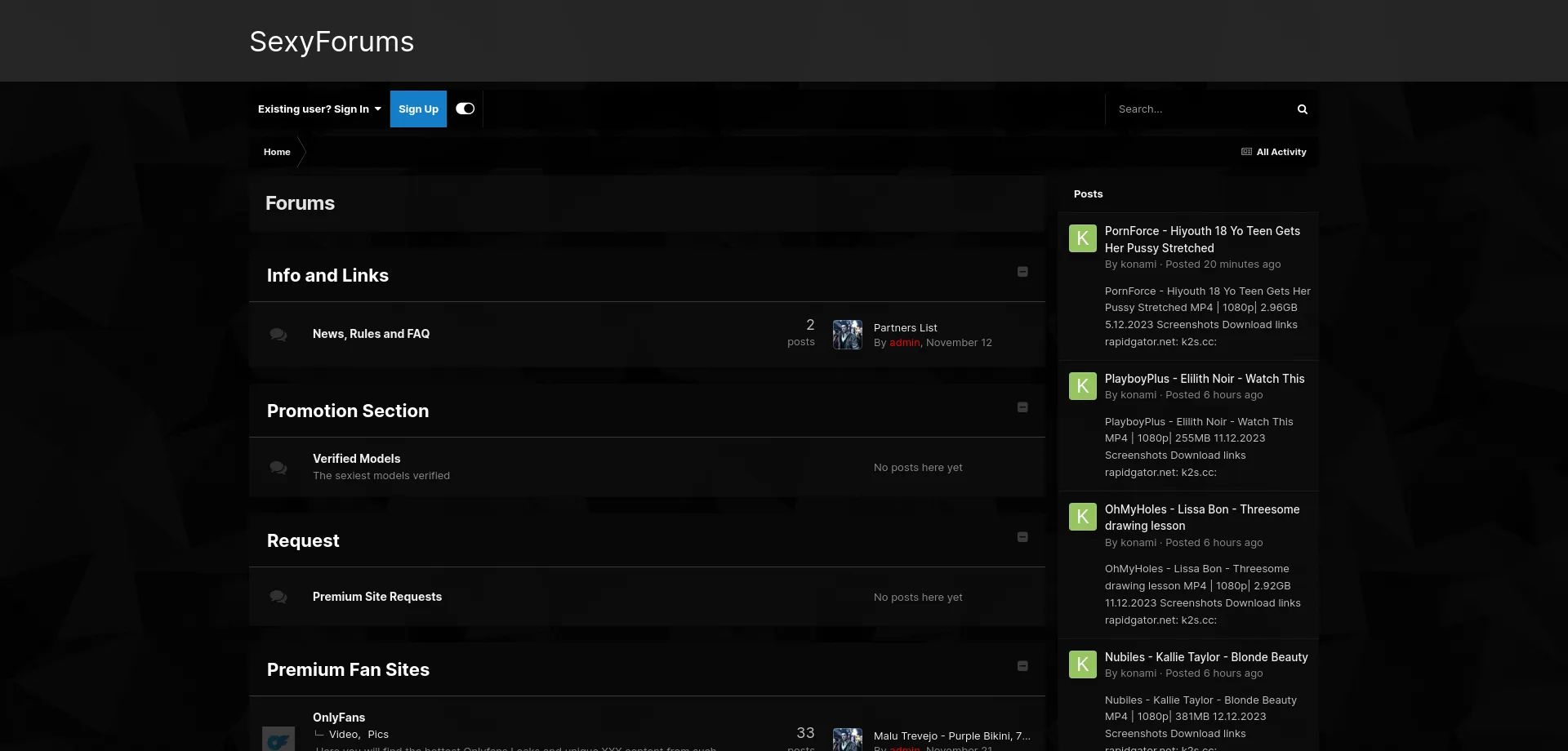 Website screenshot of Sexyforum.to