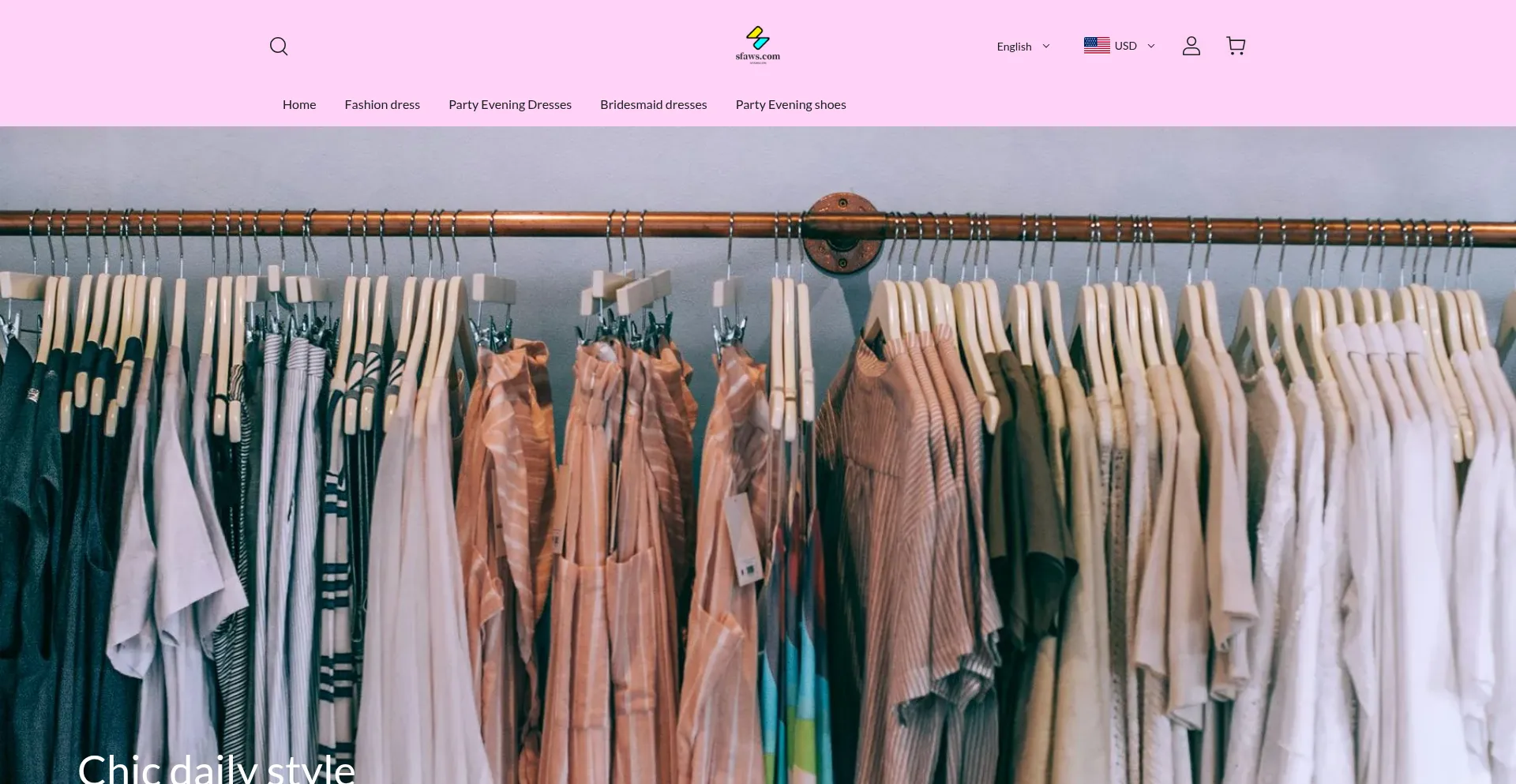 Website screenshot of Sfaws.com