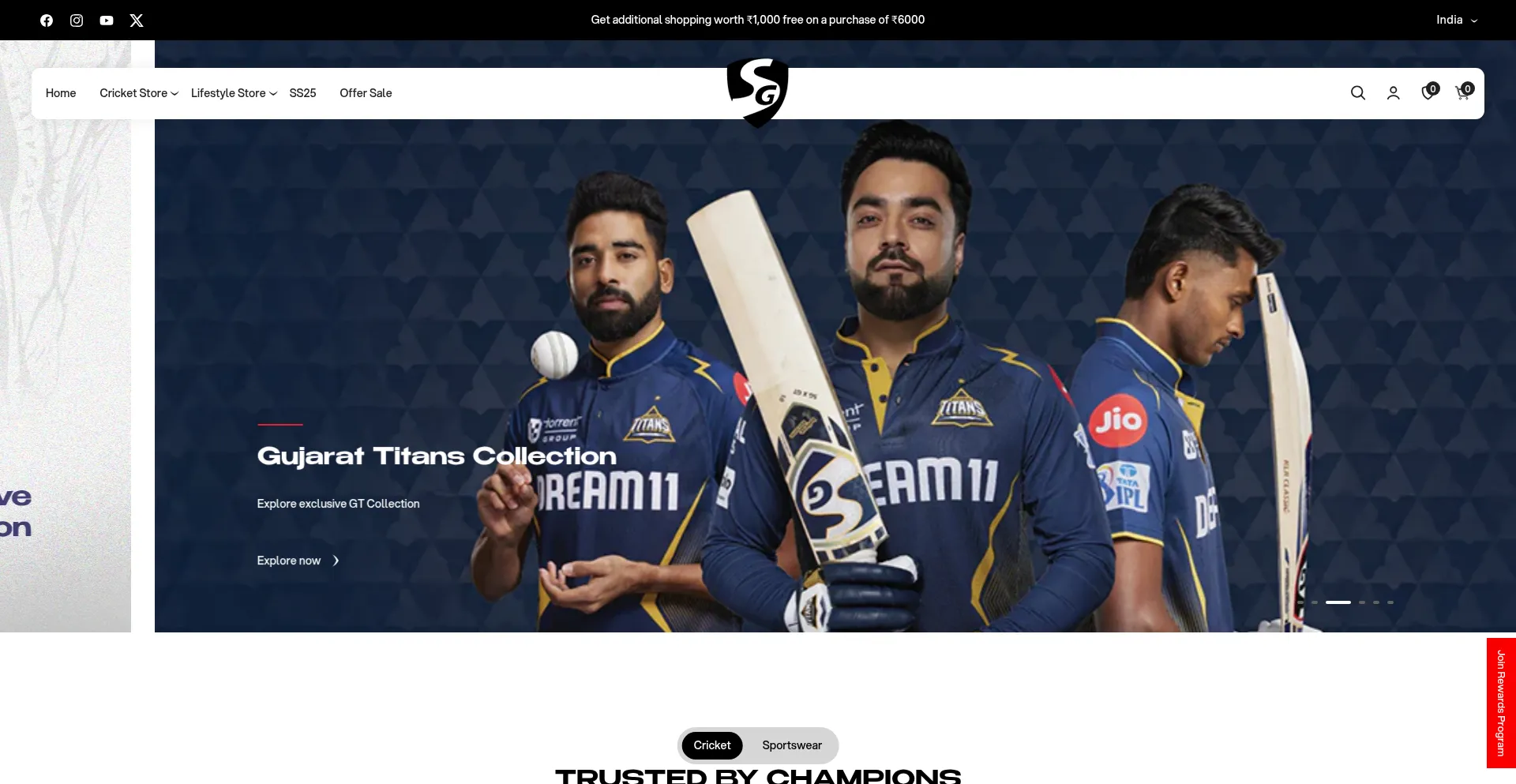 Website screenshot of Sgcricket.com