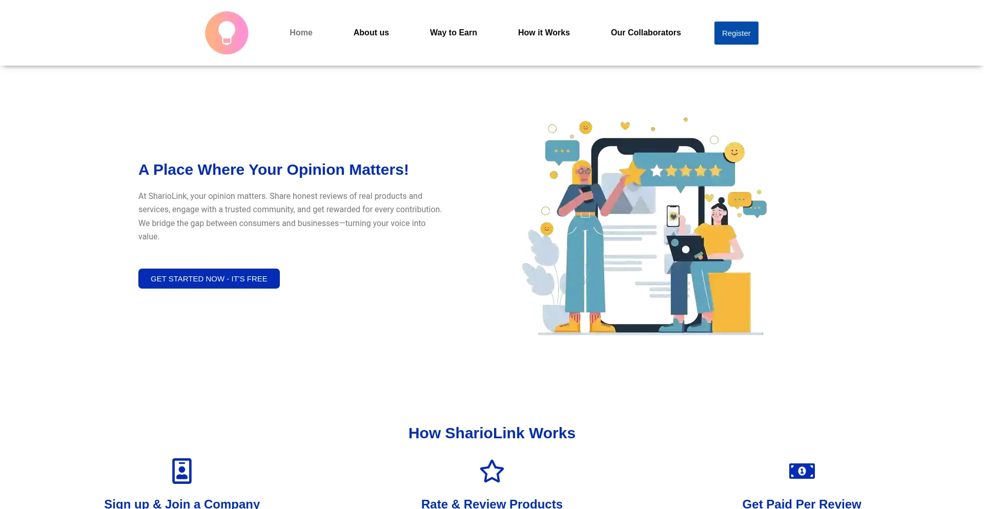 Website screenshot of Shariolink.com
