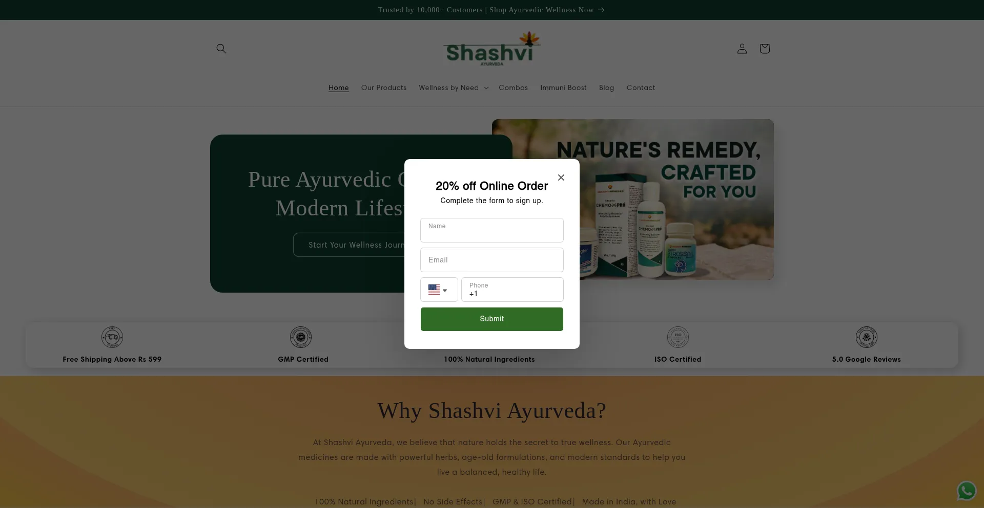 Website screenshot of Shashviayurveda.com