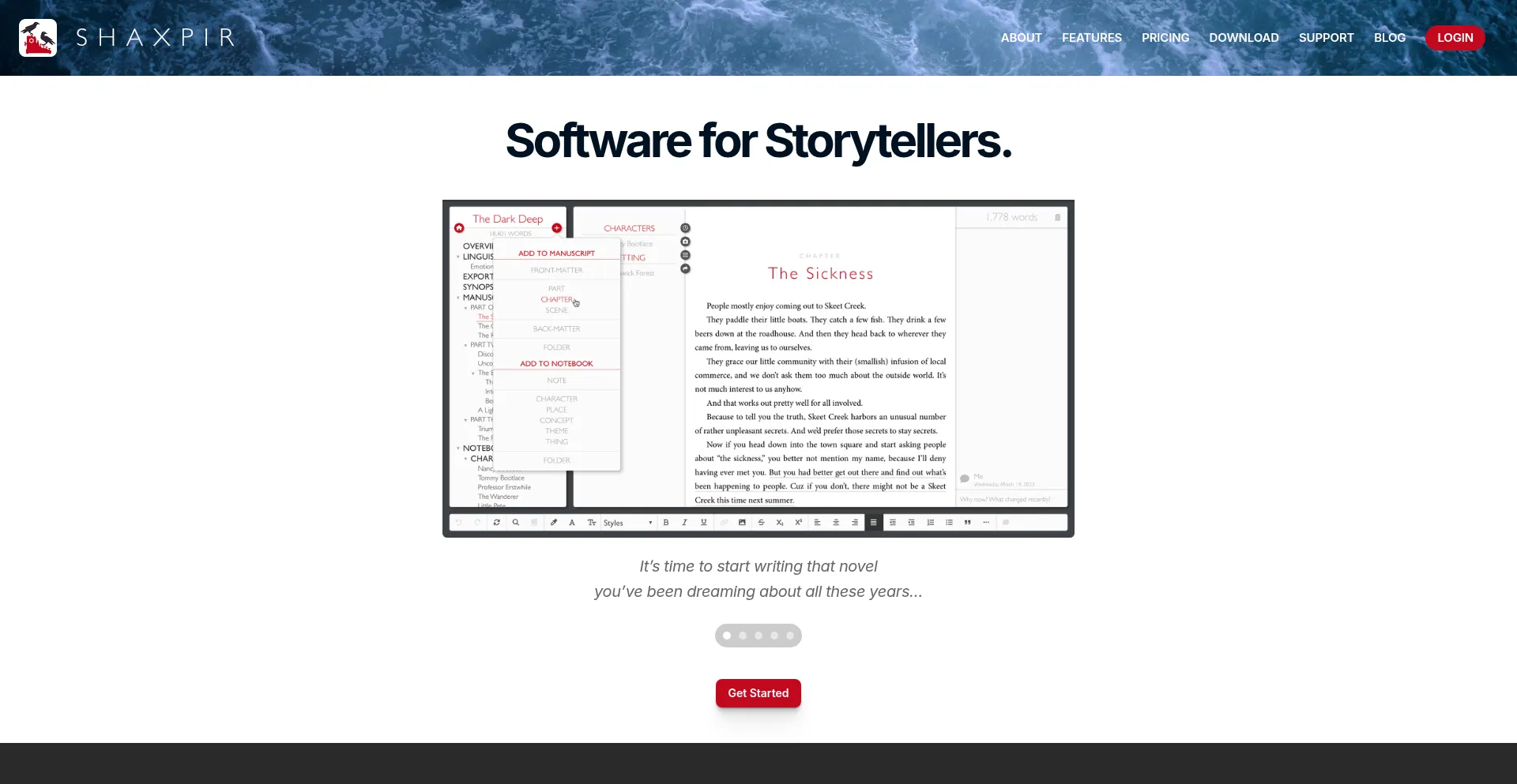 Shaxpir.com Screenshot