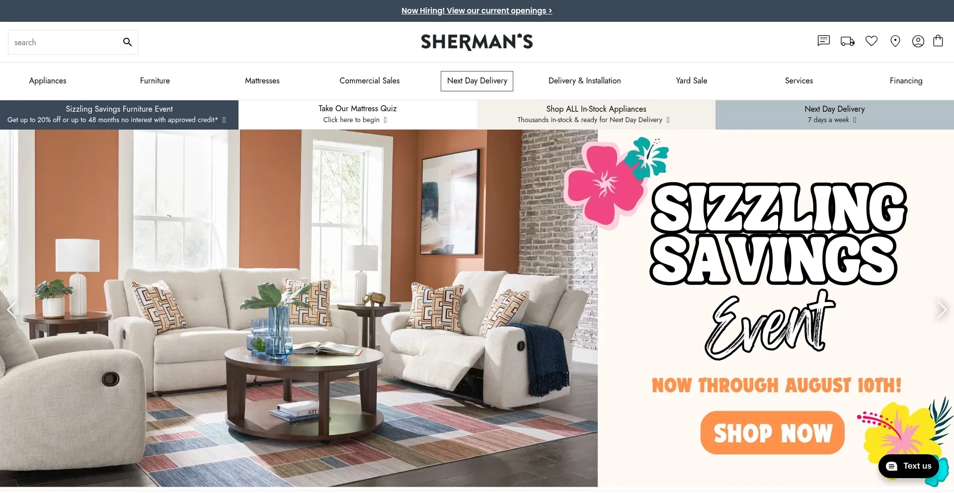 Website screenshot of Shermansnow.com