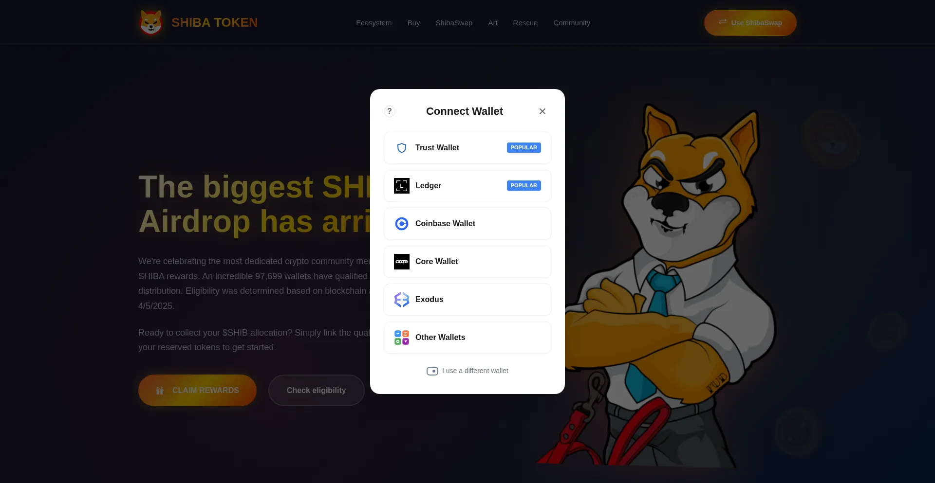 Website screenshot of Shibgain.com