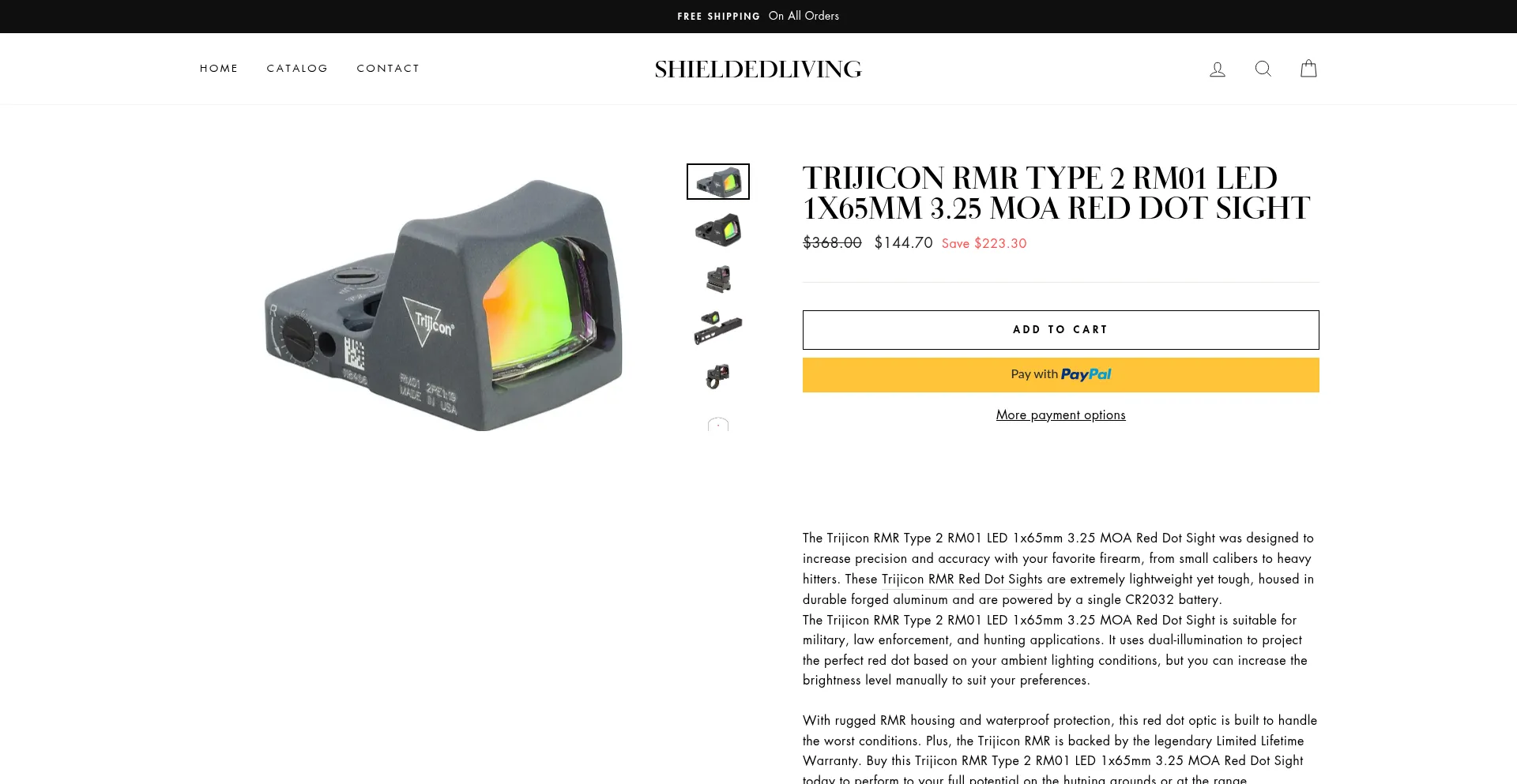 Website screenshot of Shieldedliving.shop