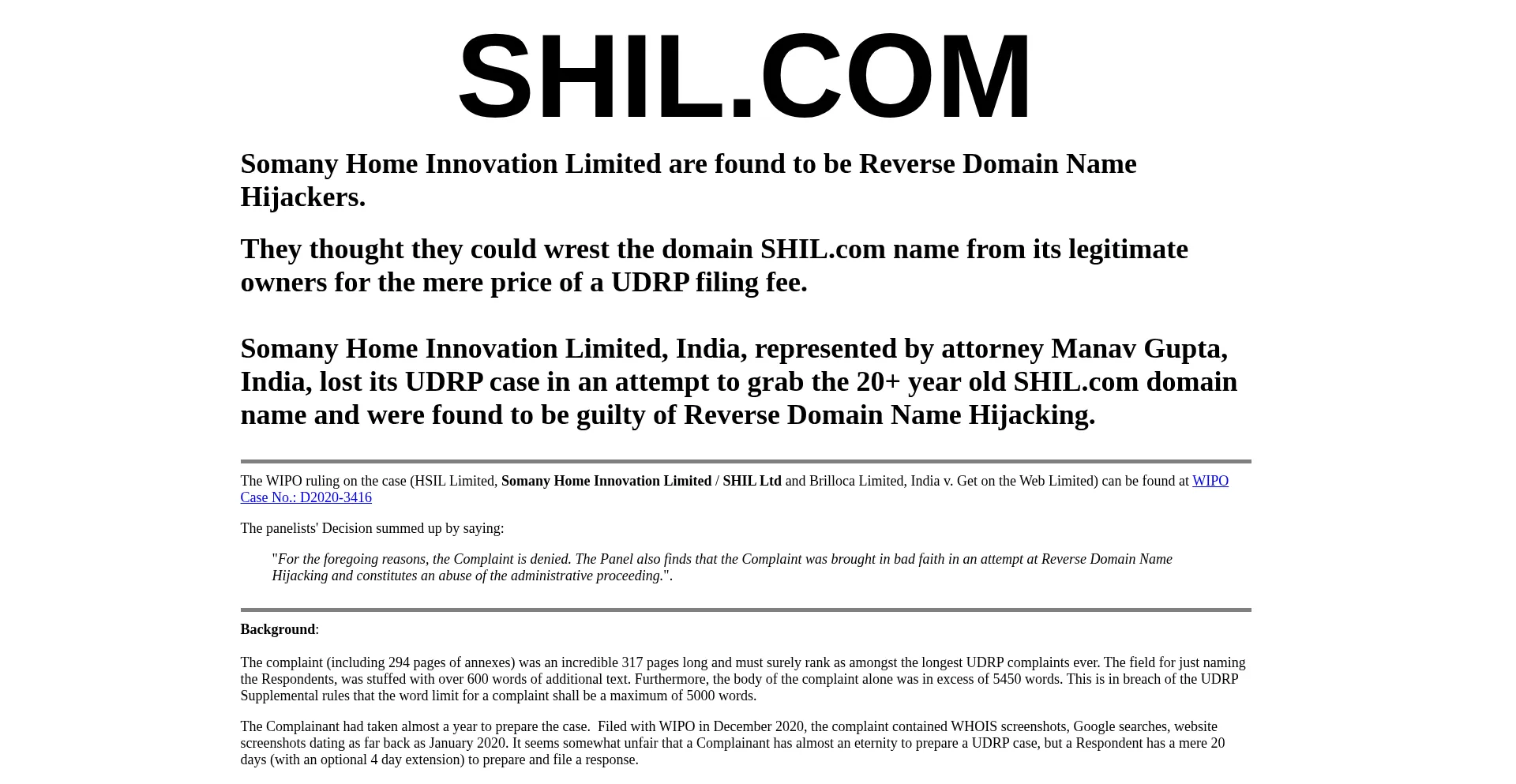 Website screenshot of Shil.com