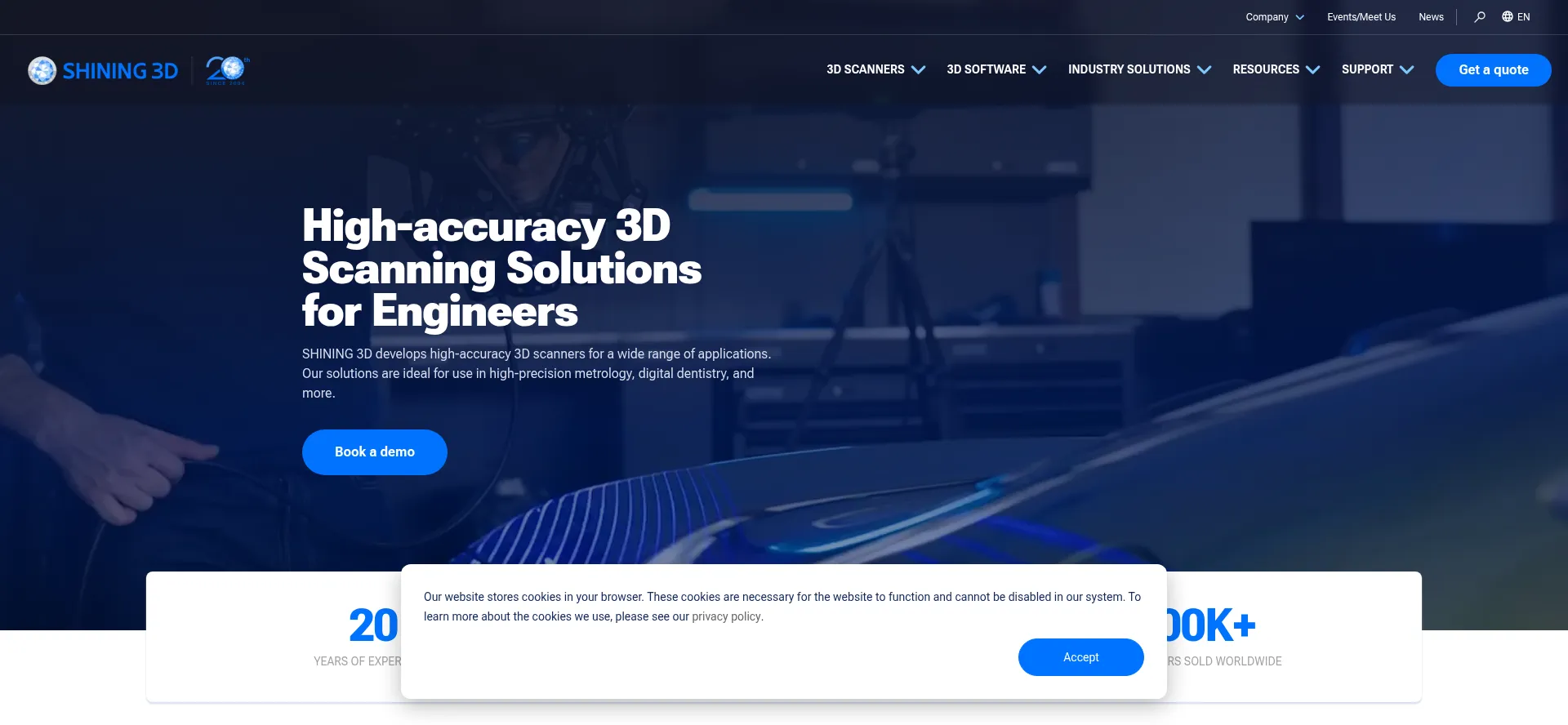 Website screenshot of Shining3d.com