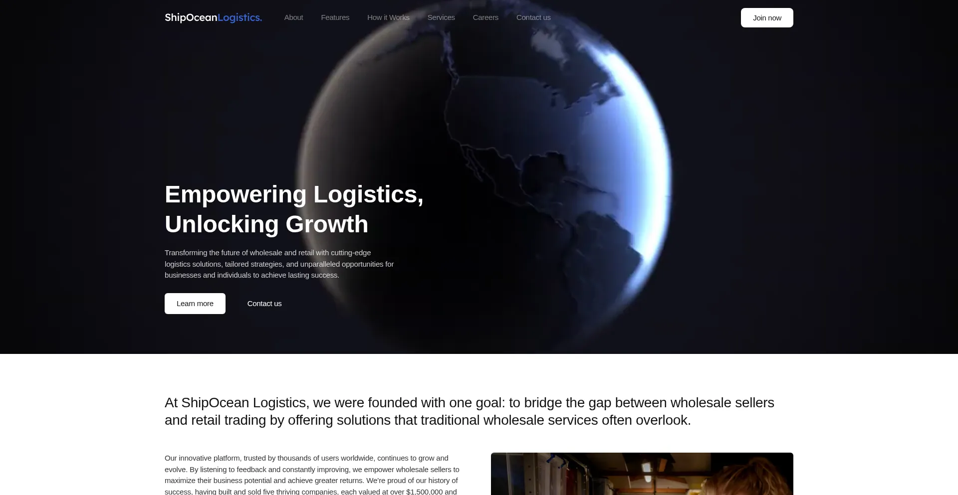 Website screenshot of Shipocean.us