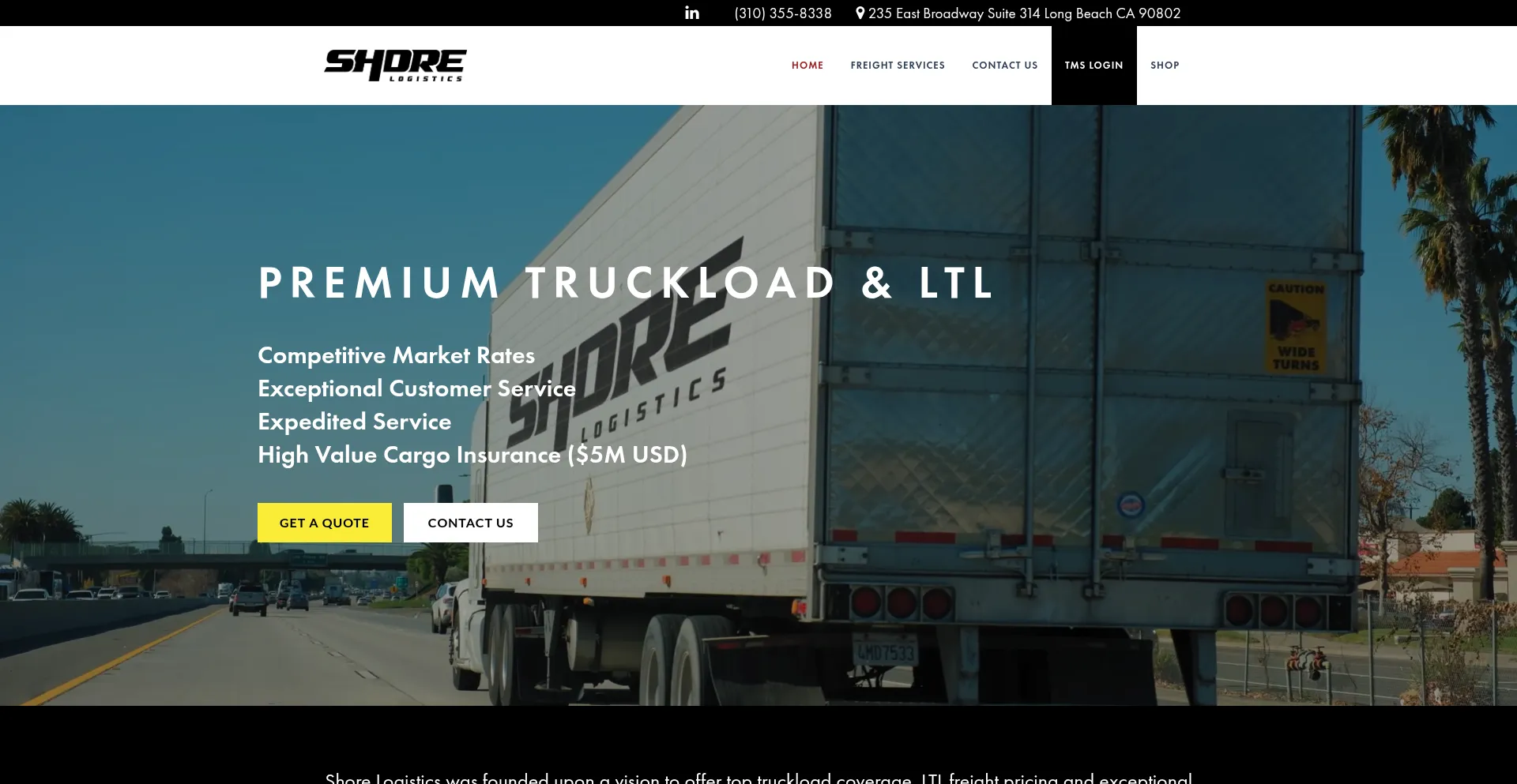 Website screenshot of Shipwithshore.com