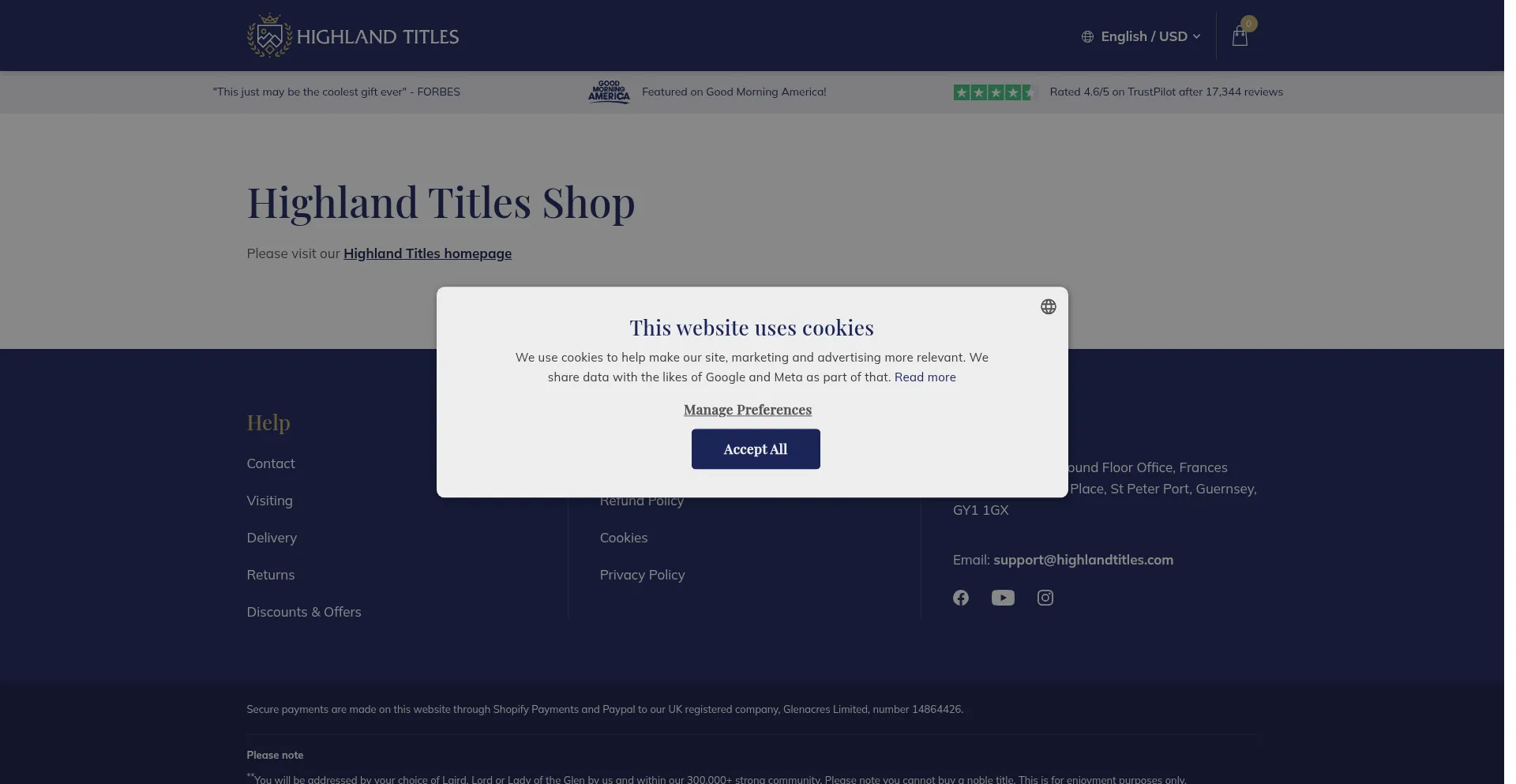 Ist Shop.highlandtitles.com sicher und vertrauenswürdig?