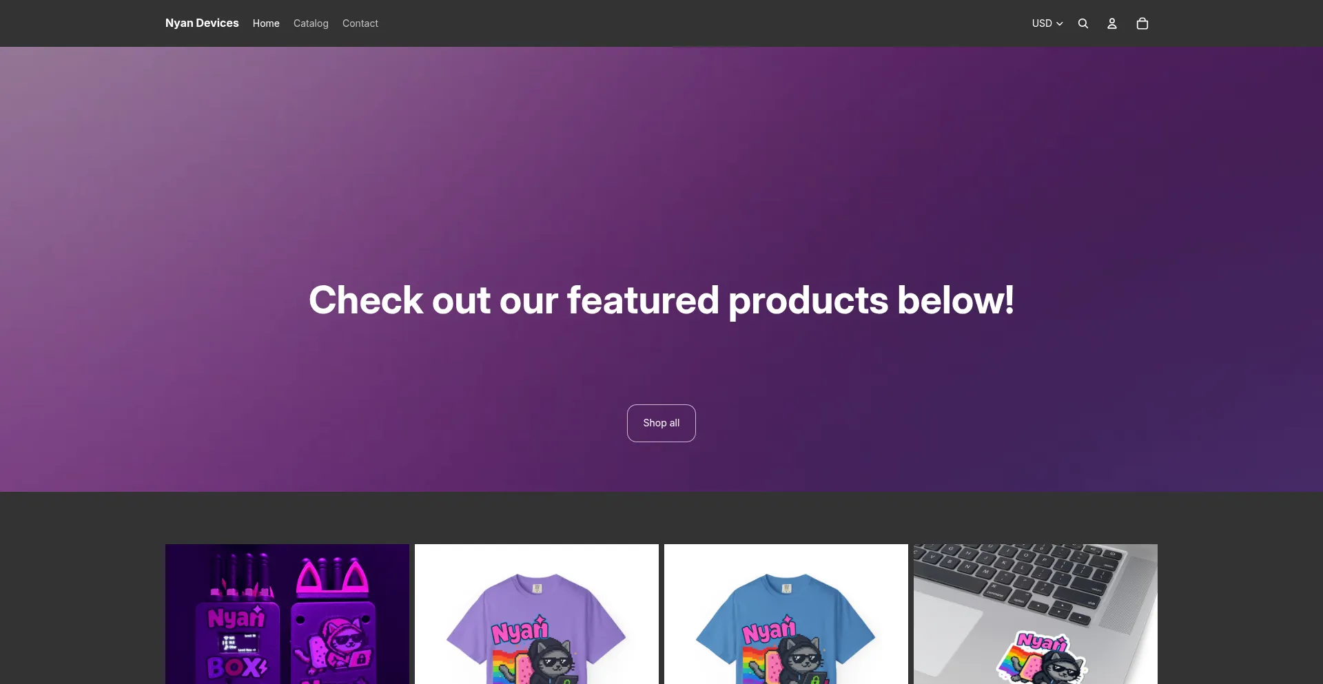 Website screenshot of Shop.nyandevices.com