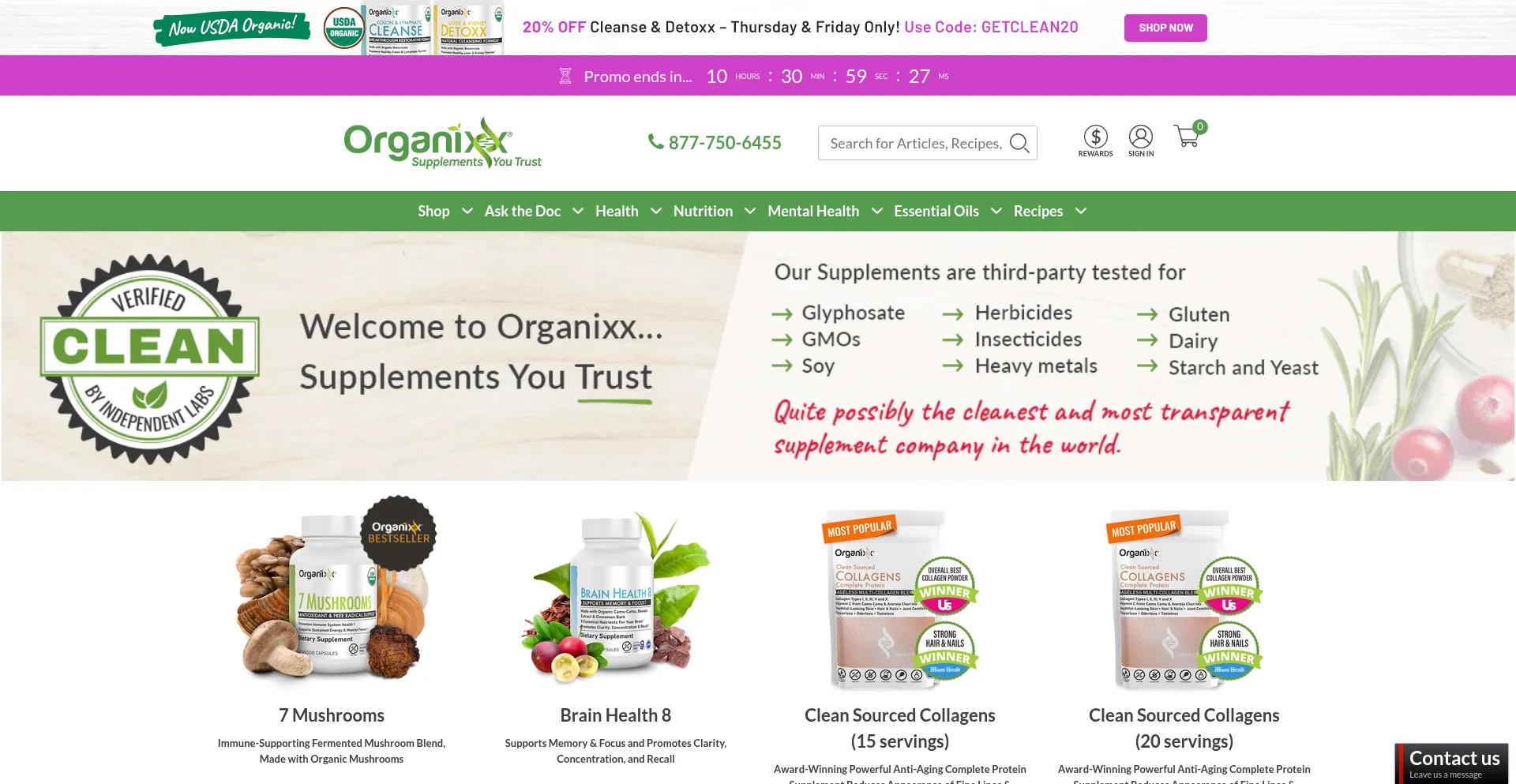 Shop.organixx.com Screenshot