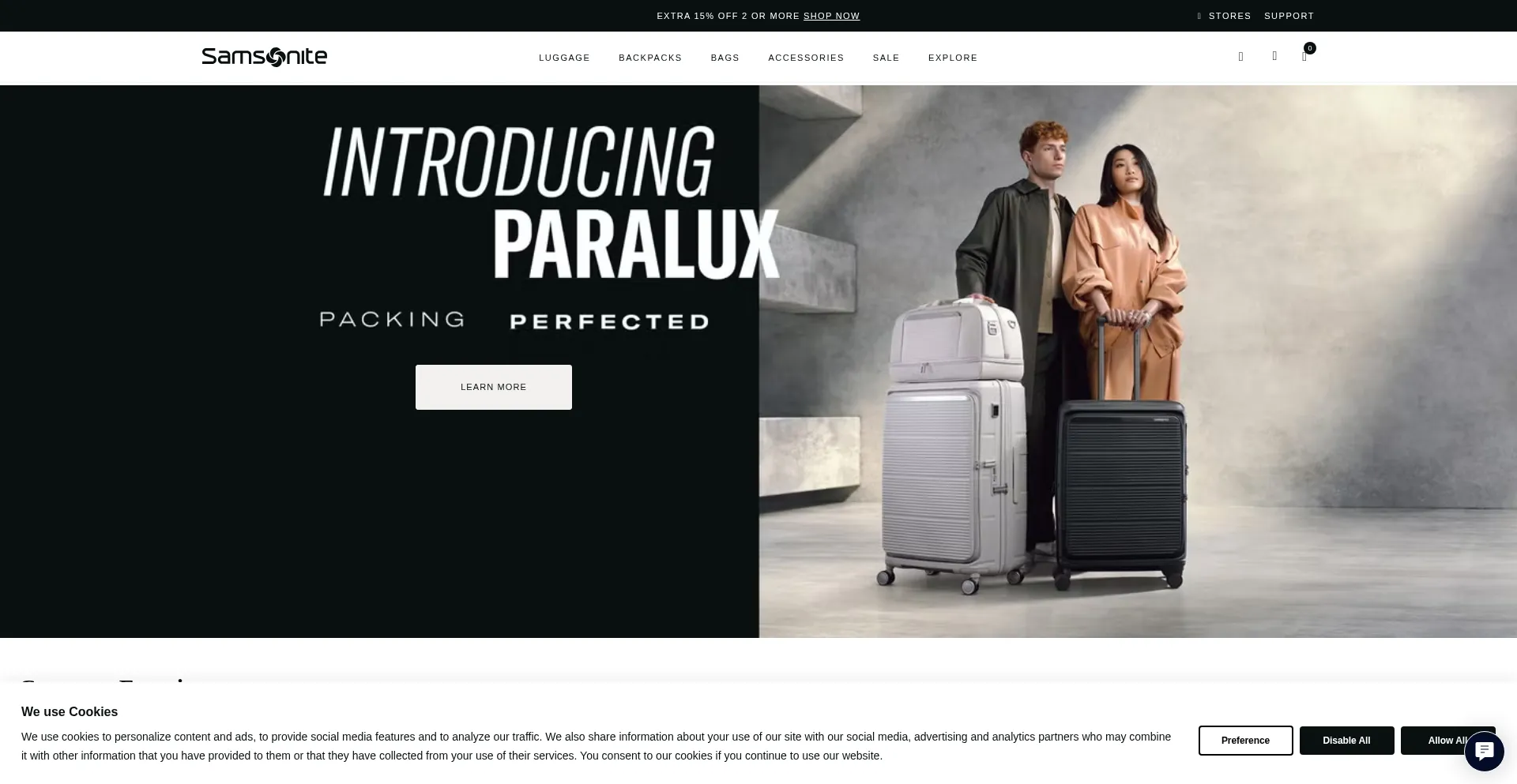 Shop.samsonite.com Screenshot