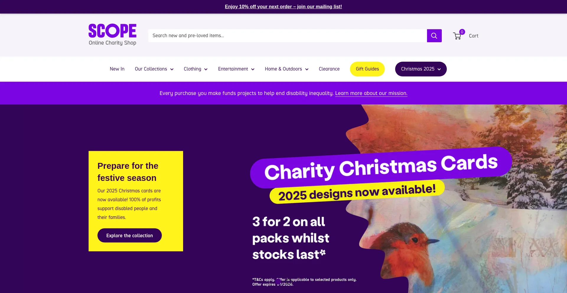 Website screenshot of Shop.scope.org.uk