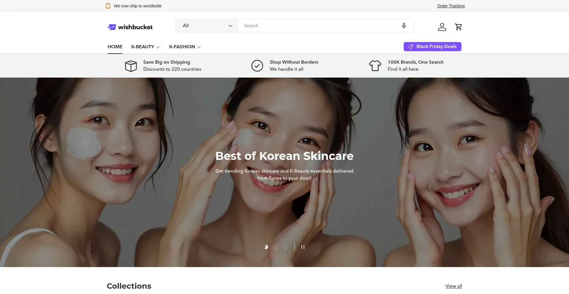 Website screenshot of Shop.wishbucket.io
