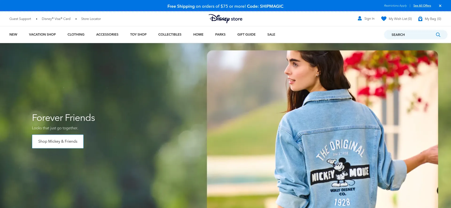 Website screenshot of Shopdisney.com