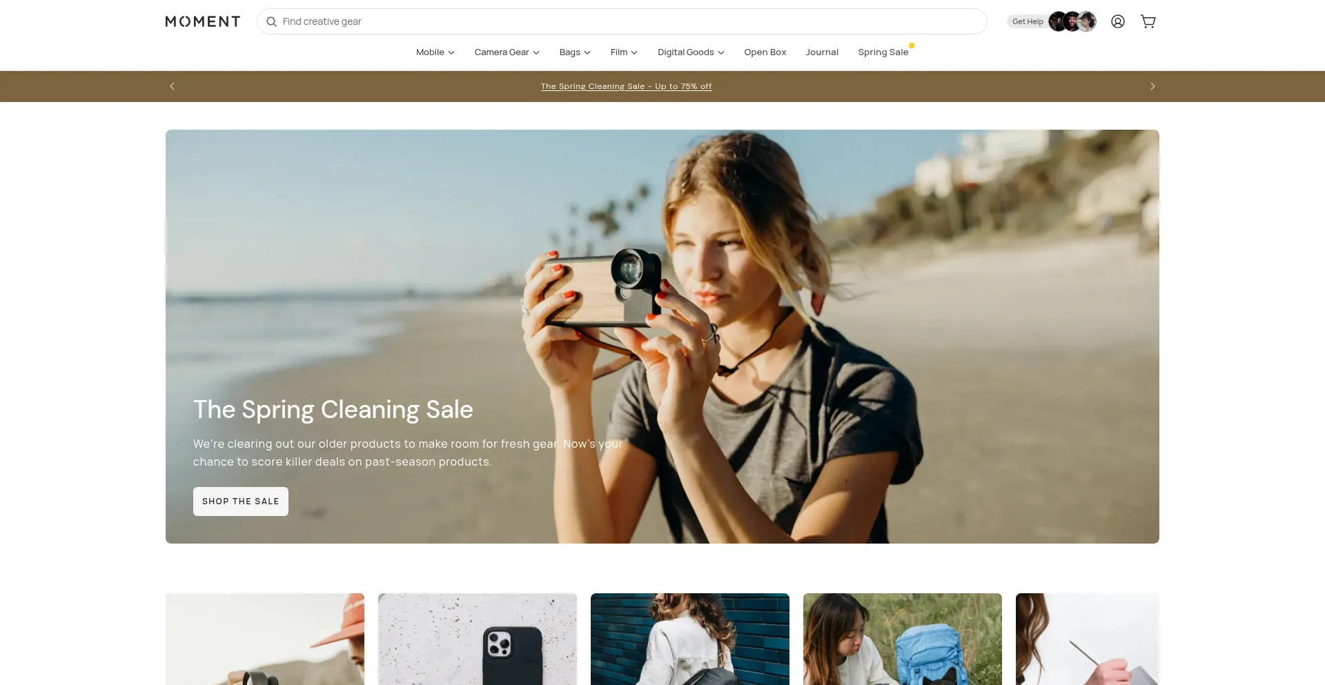 Website screenshot of Shopmoment.com