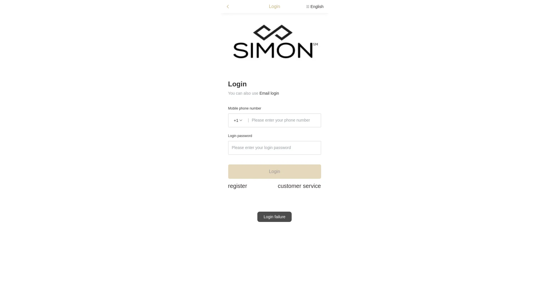 Website screenshot of Shopsimon.cc