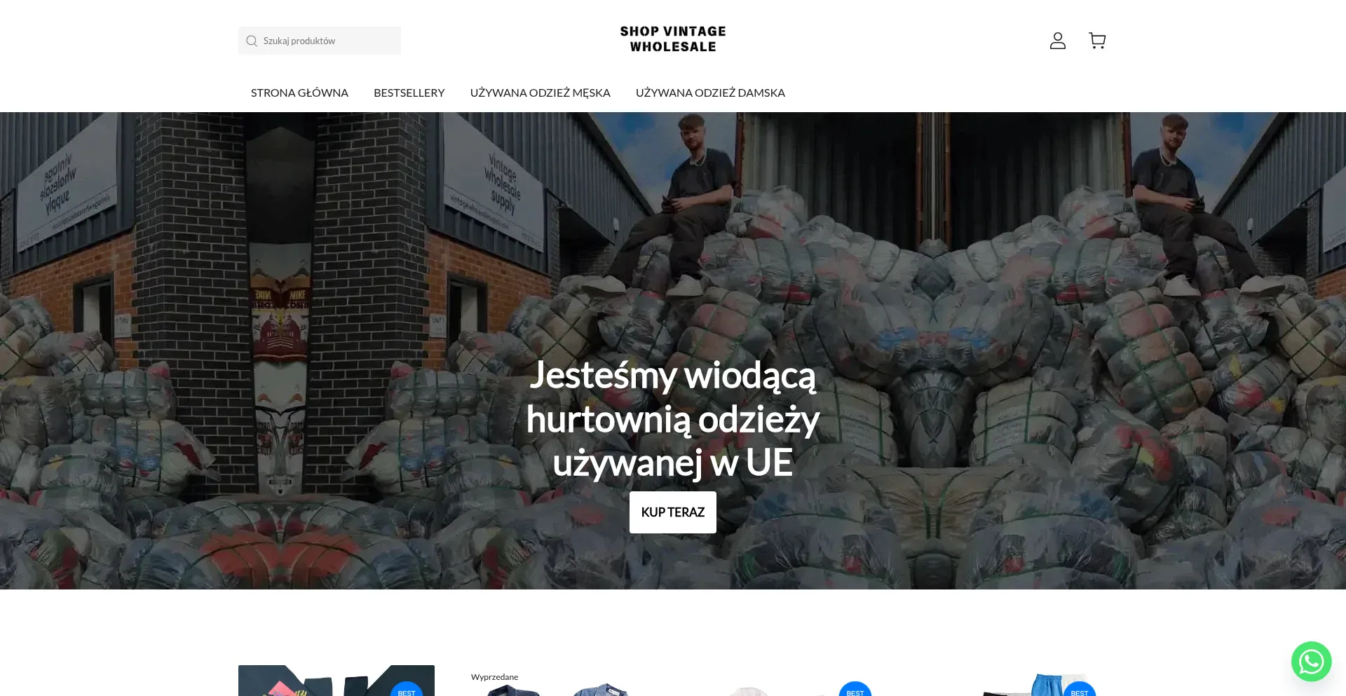 Website screenshot of Shopvintagewholesale.com