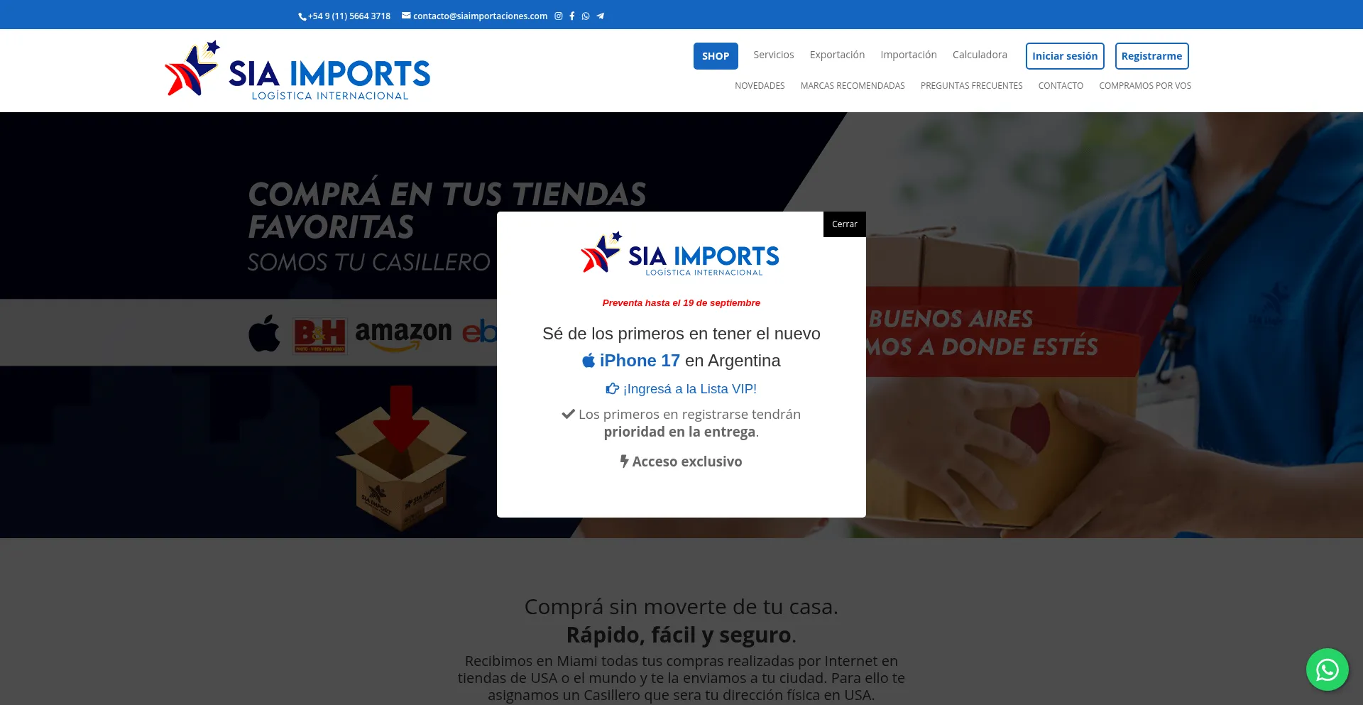 Siaimportaciones.com Screenshot