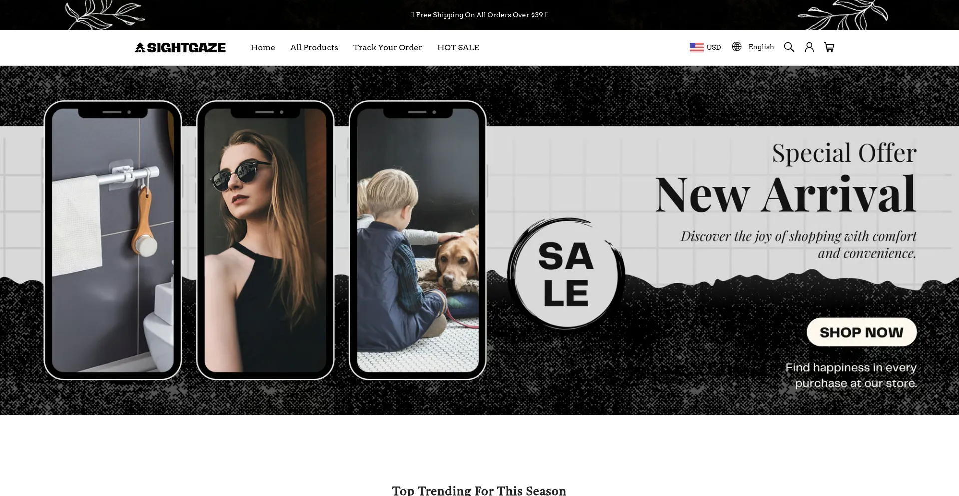 Website screenshot of Sightgaze.com