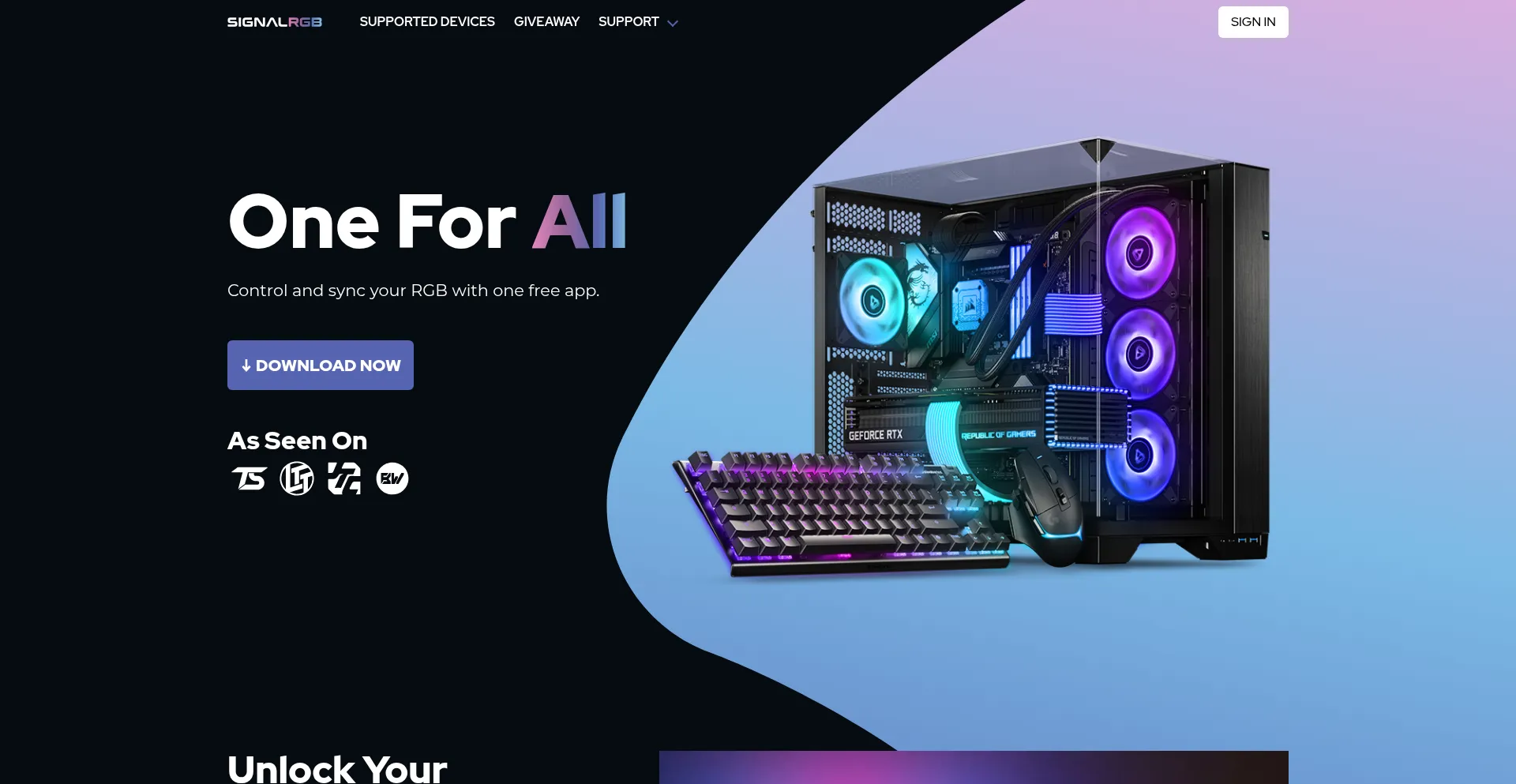 Website screenshot of Signalrgb.com