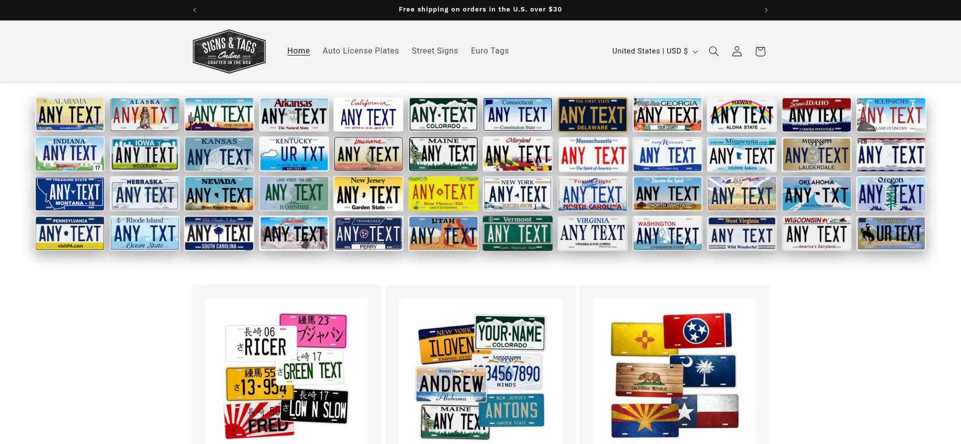 Website screenshot of Signsandtagsonline.com