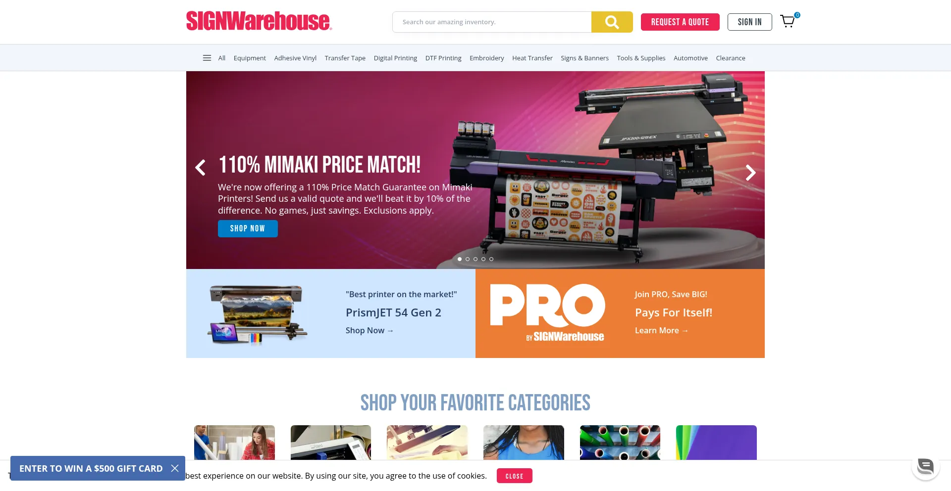 Website screenshot of Signwarehouse.com