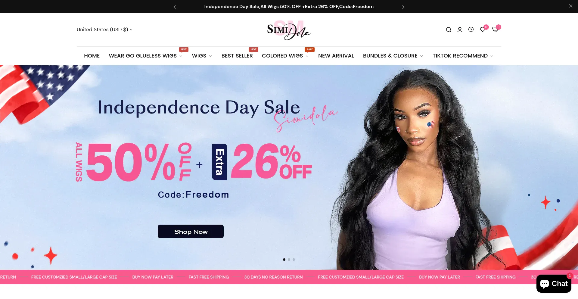 Website screenshot of Simidola.com