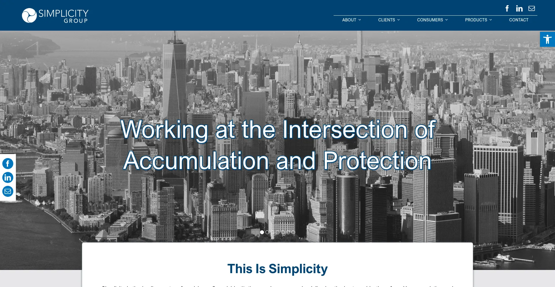 Website screenshot of Simplicitygroup.com