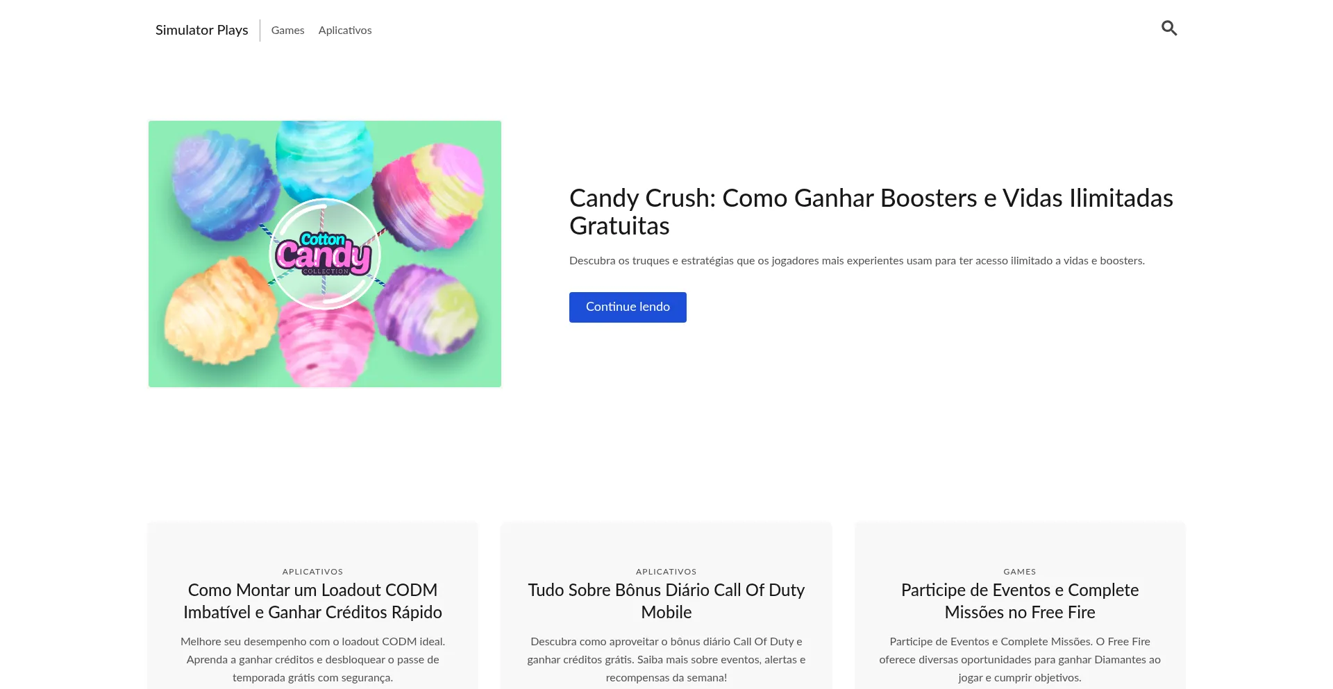 Website screenshot of Simulatorplays.com.br