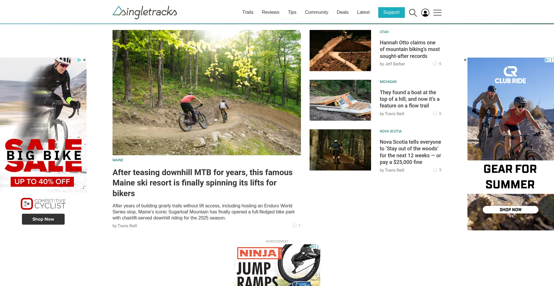 Website screenshot of Singletracks.com