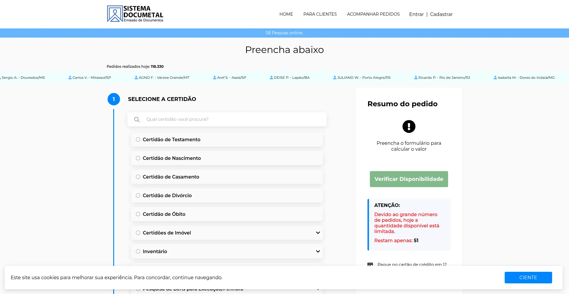 Website screenshot of Sistemadocumental.com.br