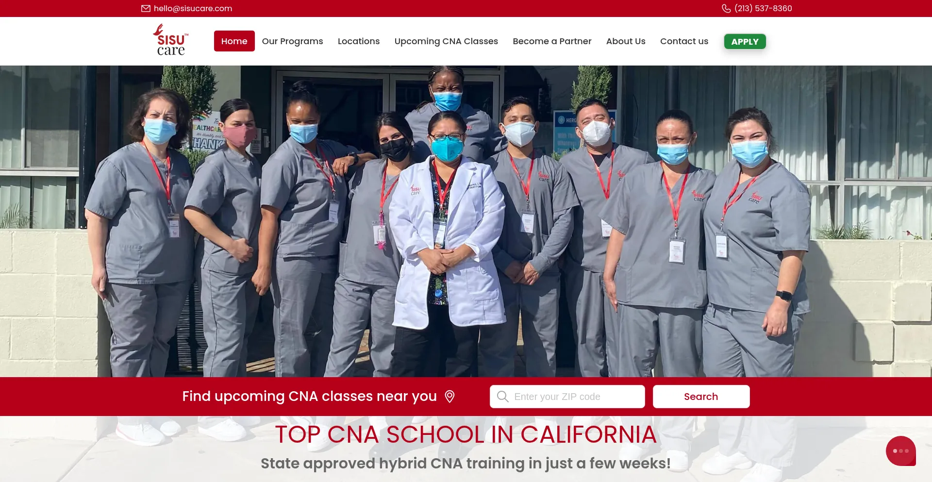 Website screenshot of Sisucare.com
