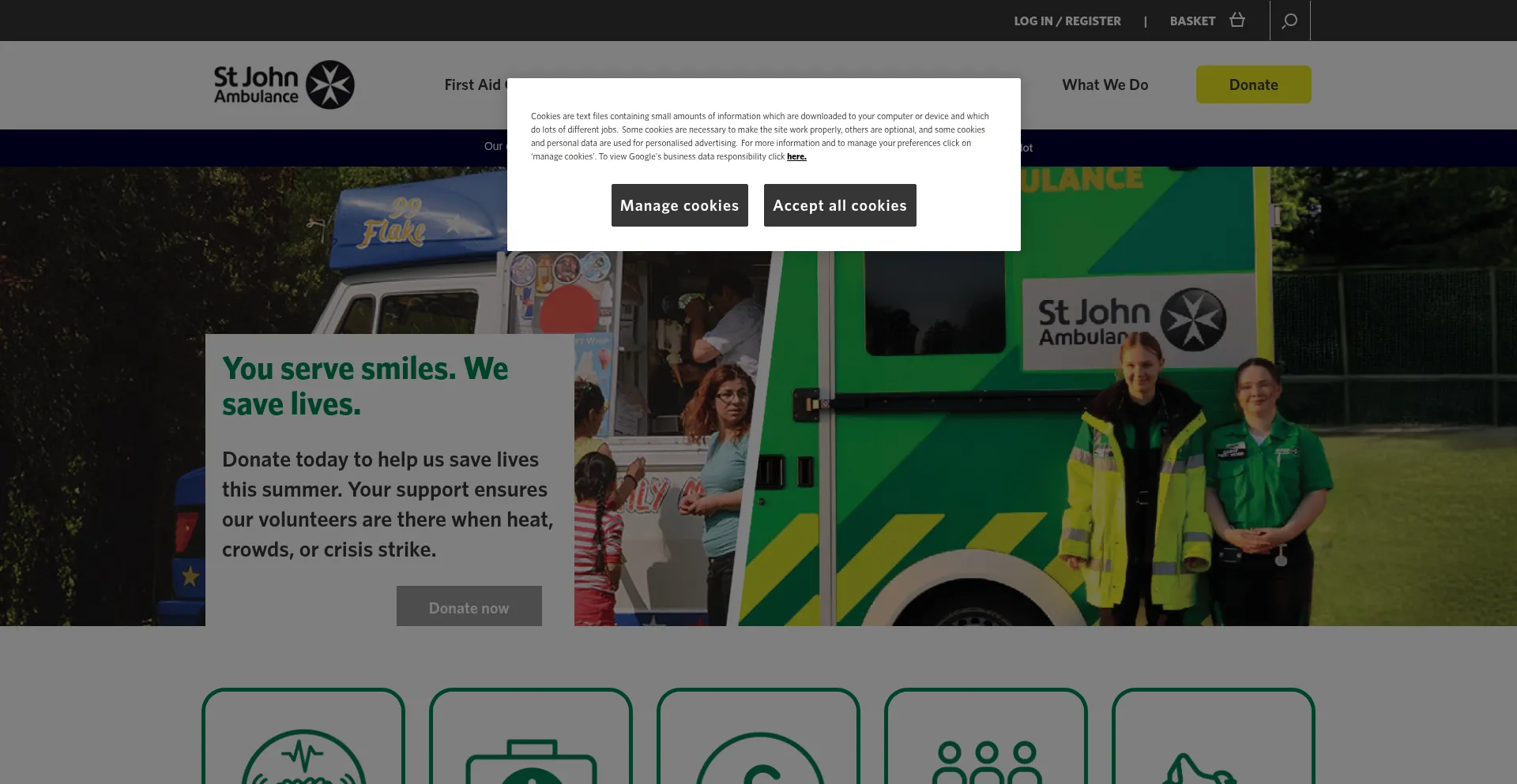 Website screenshot of Sja.org.uk