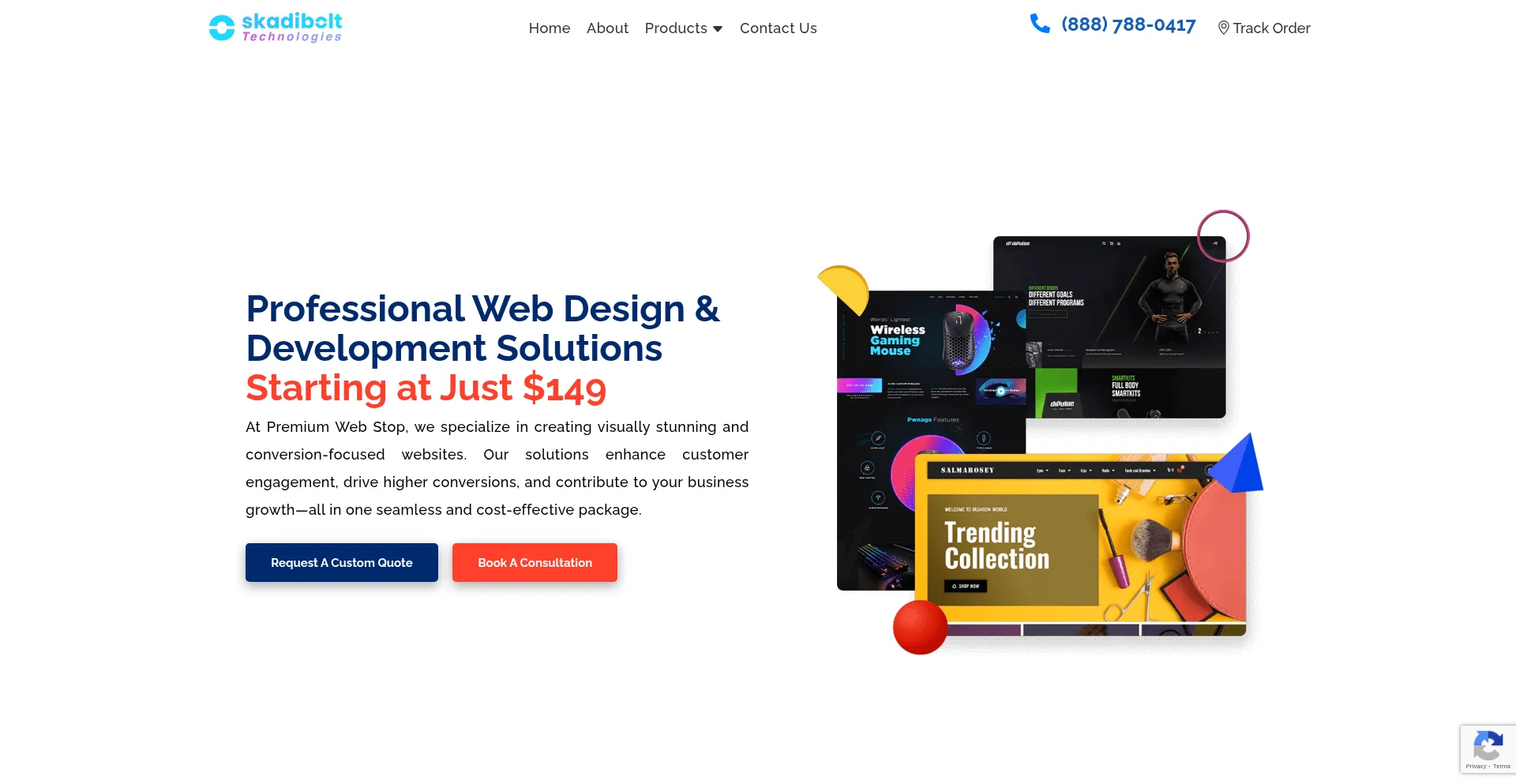 Website screenshot of Skadibolt.com