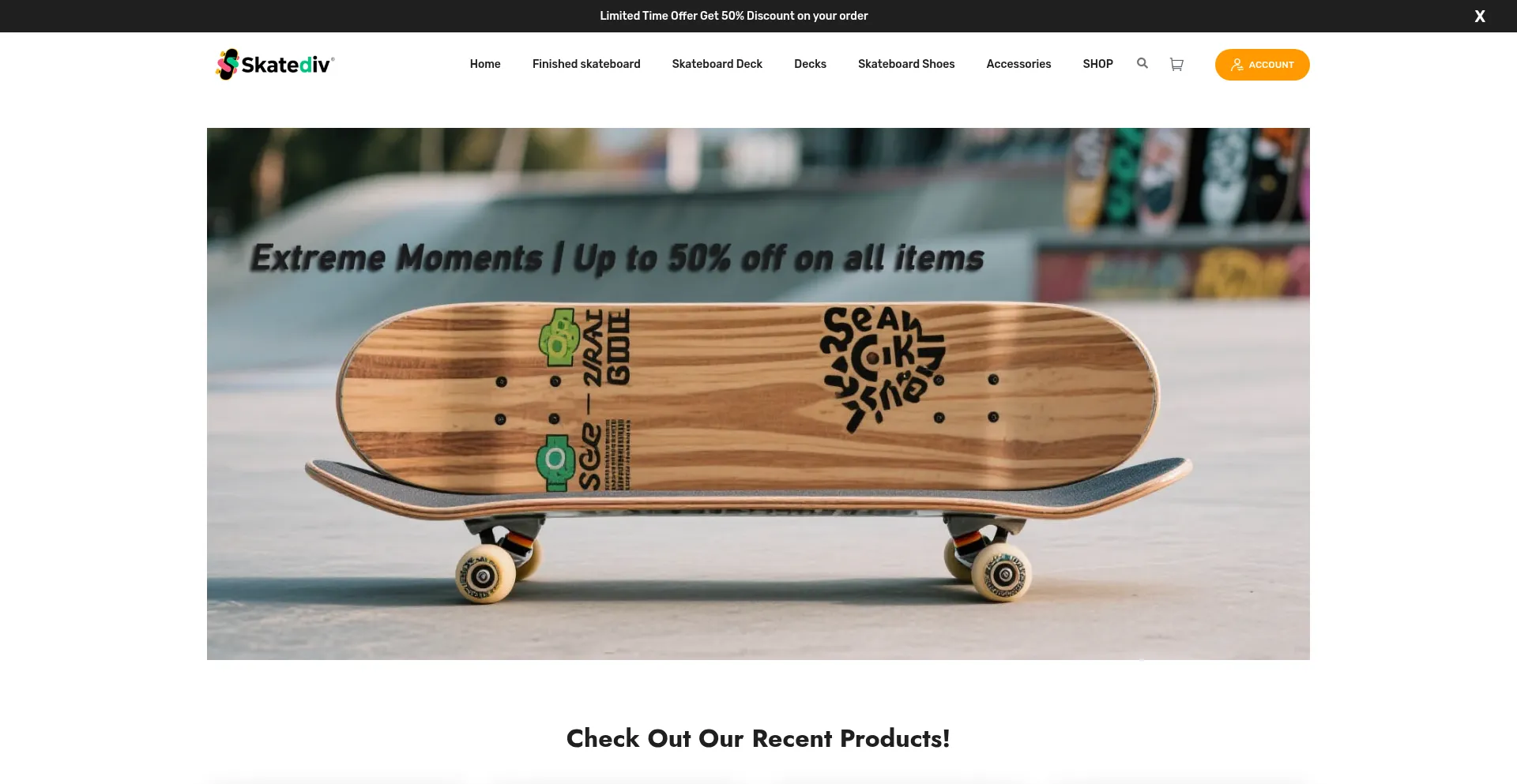 Website screenshot of Skatediv.com