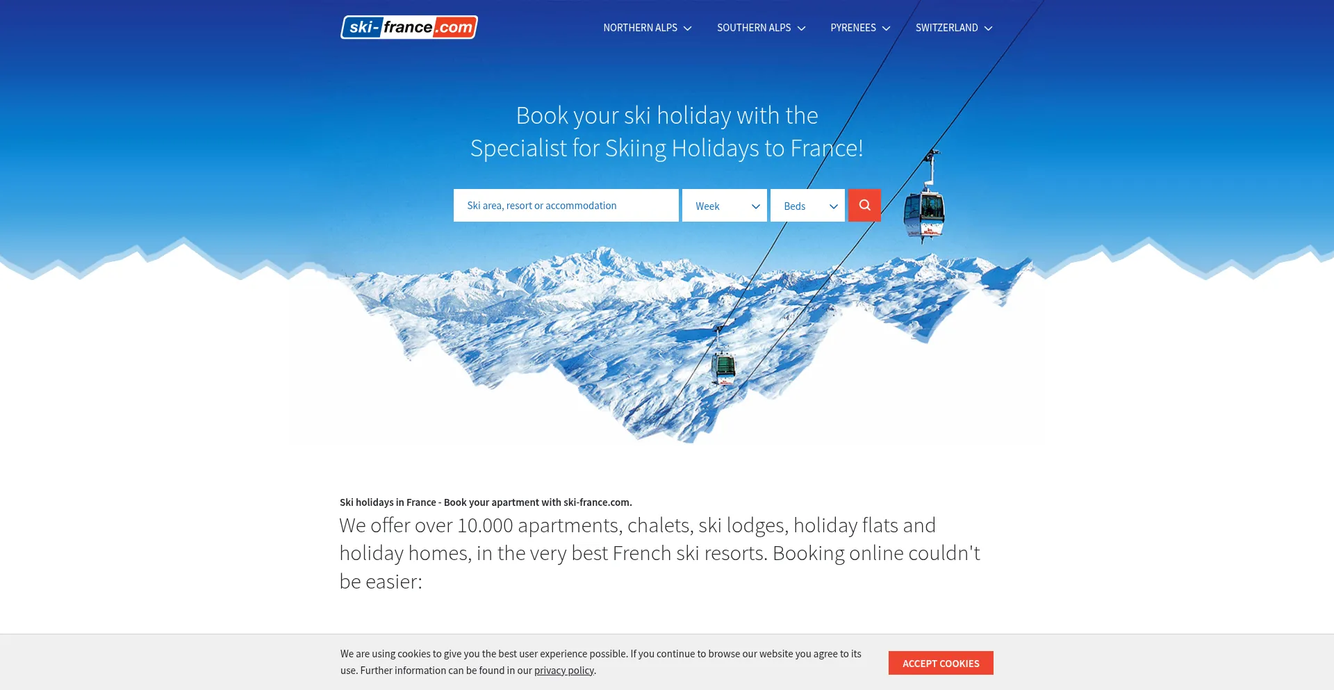 Website screenshot of Ski-france.com