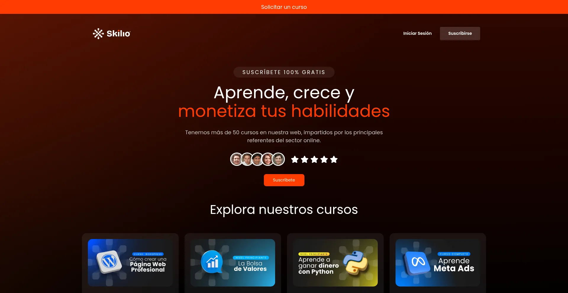 Website screenshot of Skilio.com