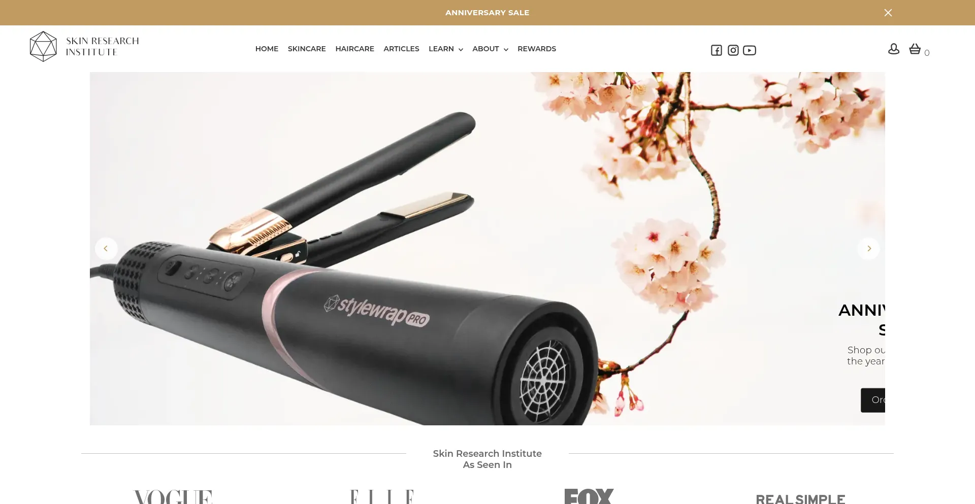 Website screenshot of Skinresearchinstitute.com
