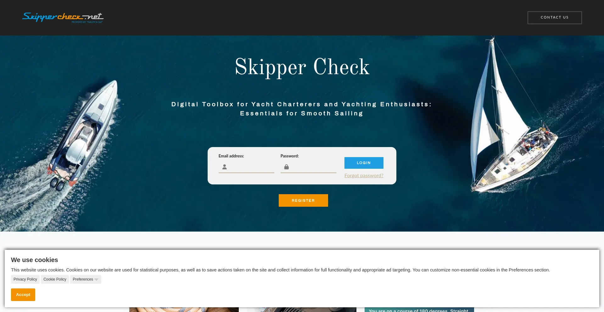 Website screenshot of Skippercheck.net